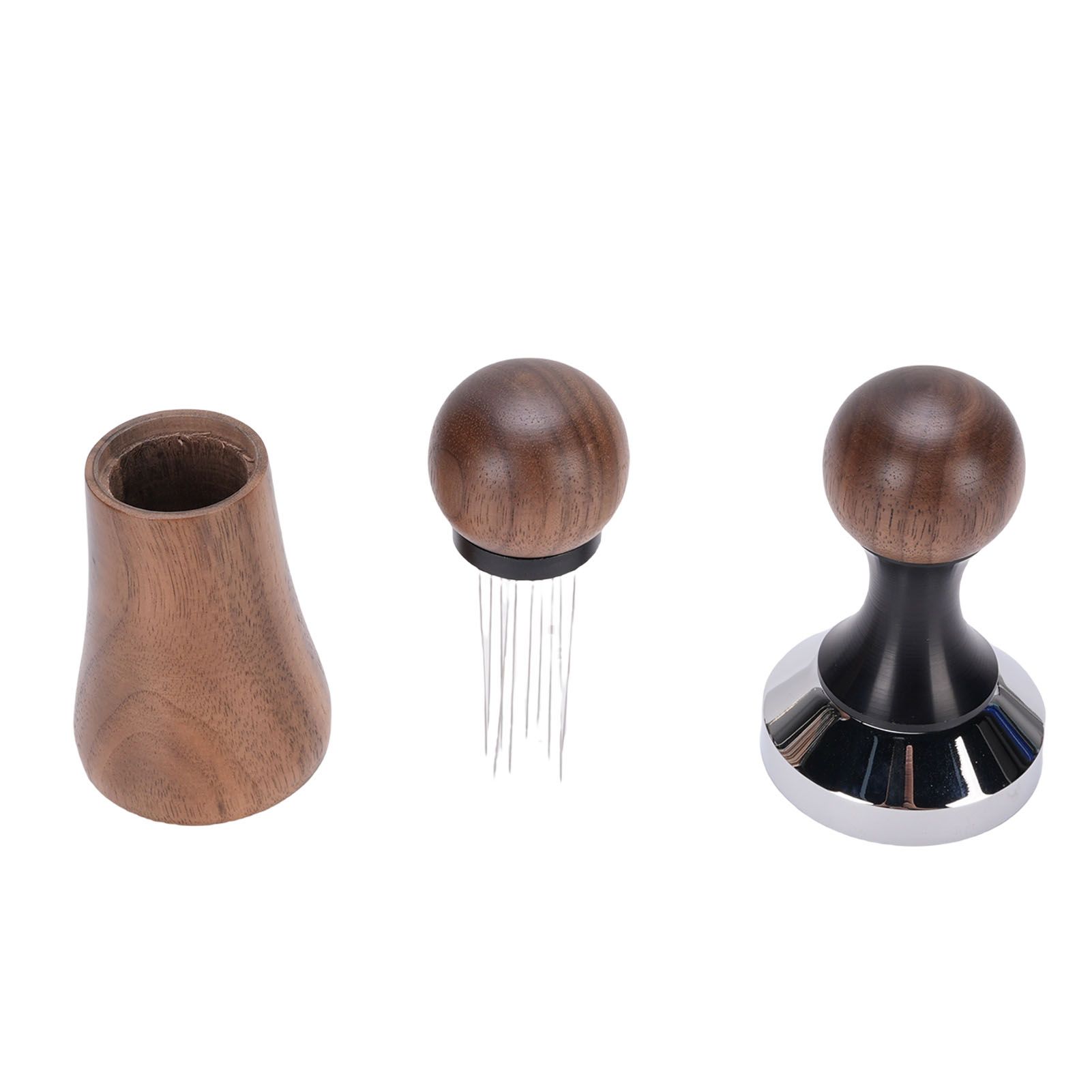 Needle Type Coffee Distributor Stainless Steel Walnut Wood Coffee Tamper for view 10