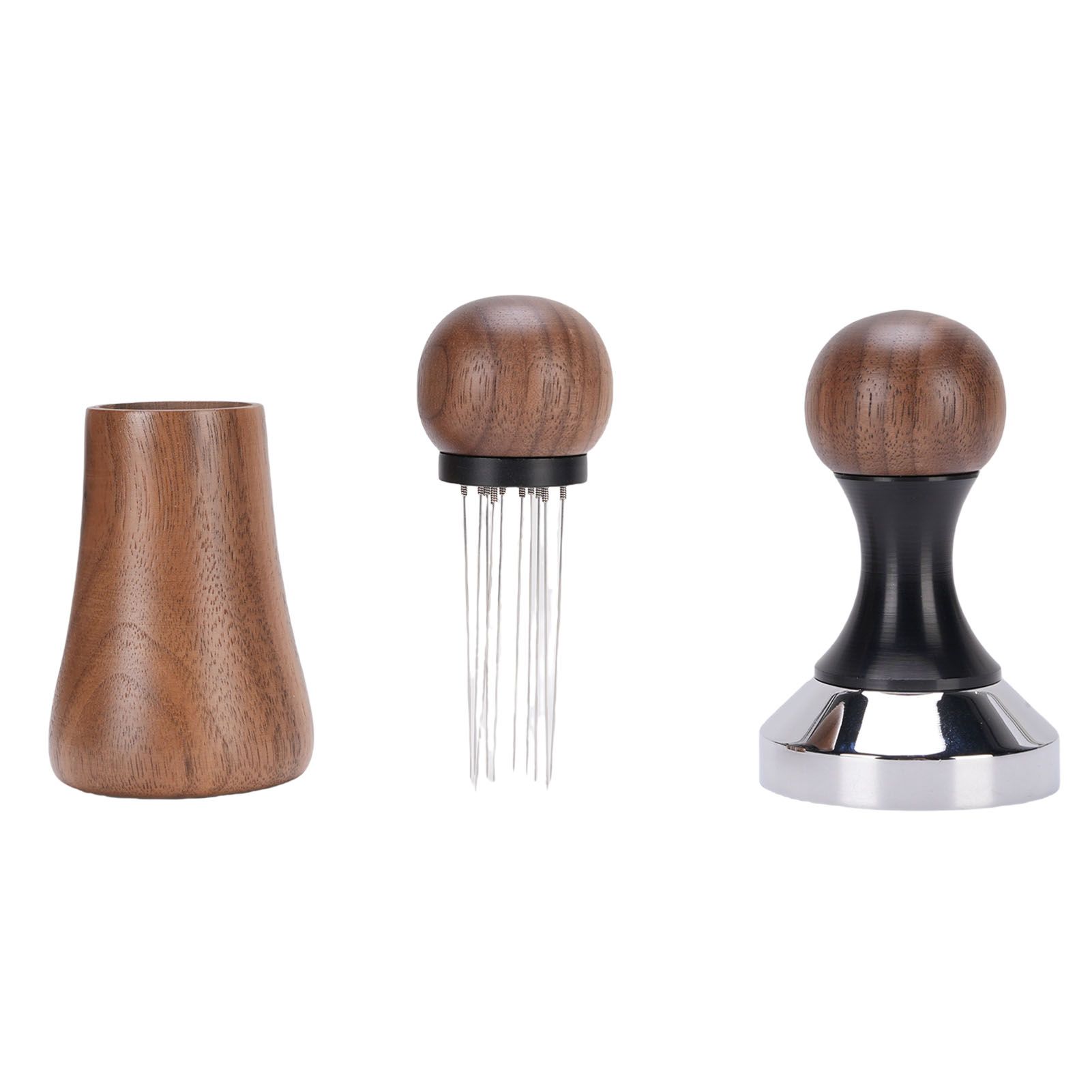 Needle Type Coffee Distributor Stainless Steel Walnut Wood Coffee Tamper for view 12