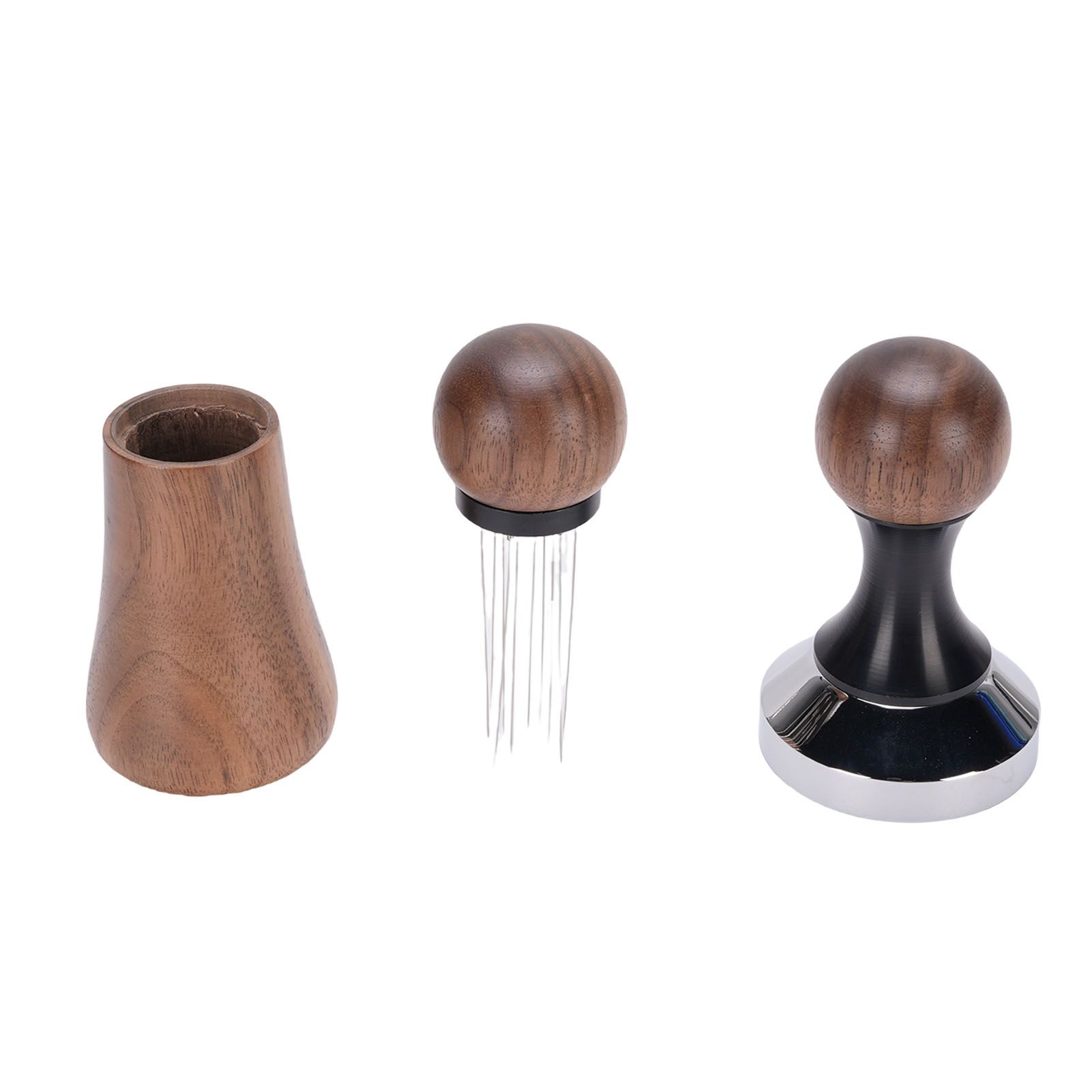 Needle Type Coffee Distributor Stainless Steel Walnut Wood Coffee Tamper for view 3