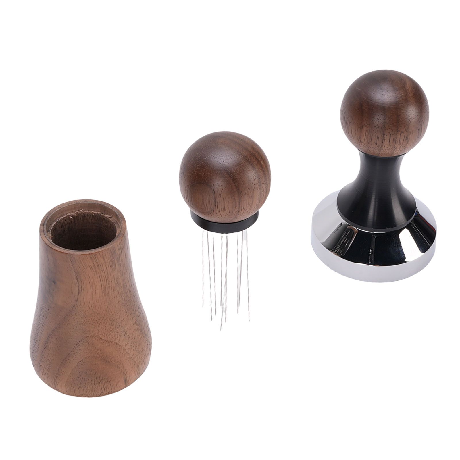 Needle Type Coffee Distributor Stainless Steel Walnut Wood Coffee Tamper for view 4