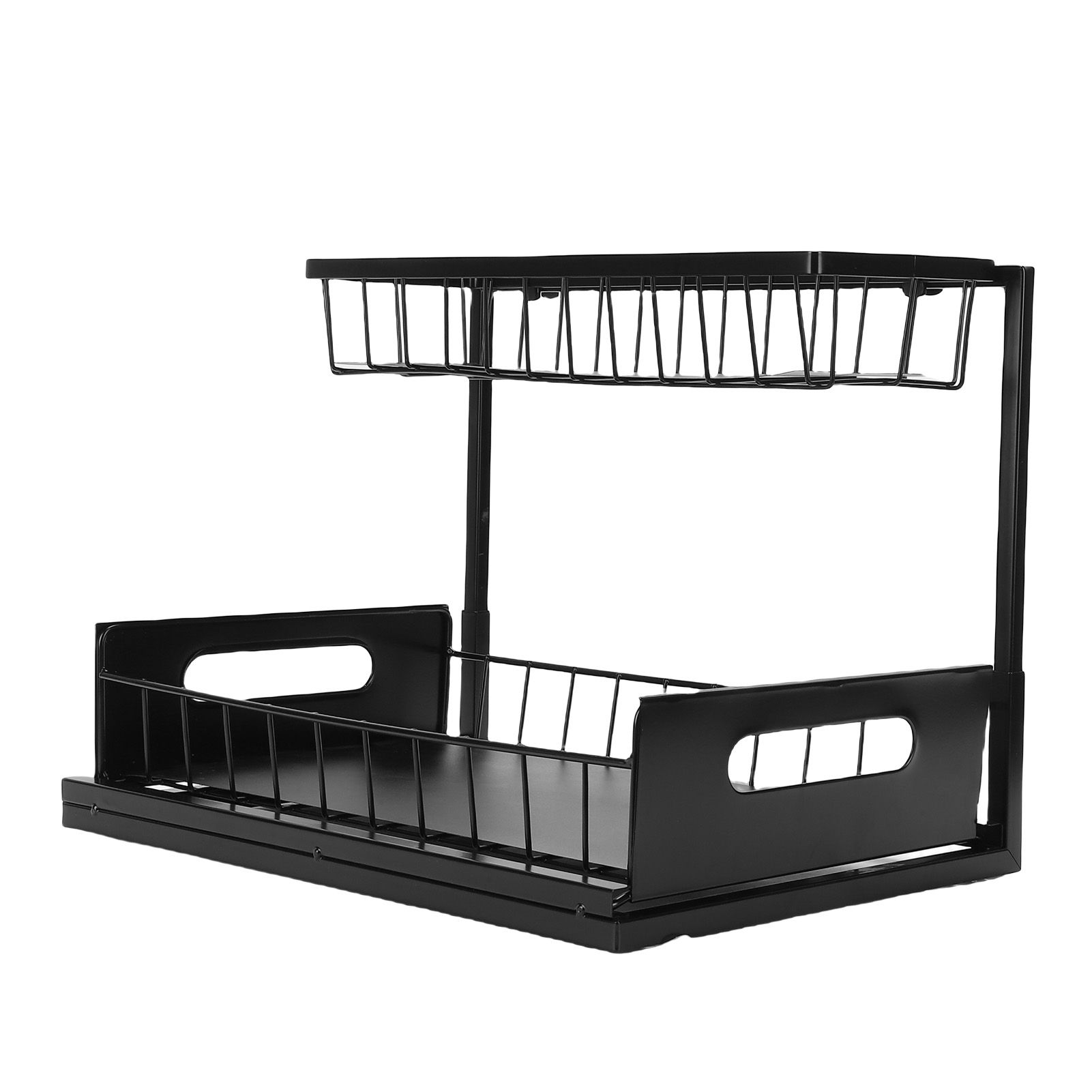 Under Sink Storage Rack 2 Tier Pull Out Cabinet Organizer Metal Shelf for view 6