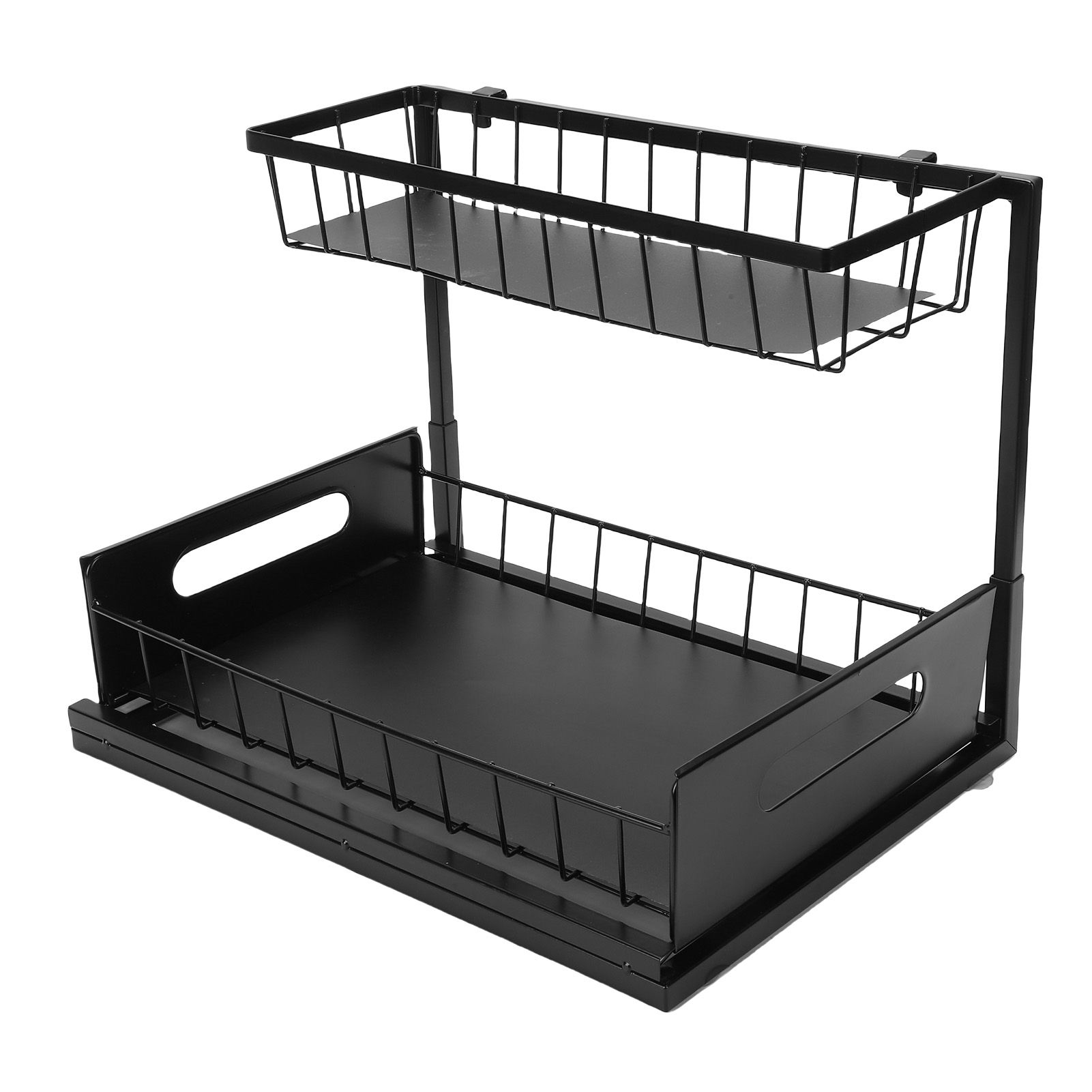 Under Sink Storage Rack 2 Tier Pull Out Cabinet Organizer Metal Shelf for view 7
