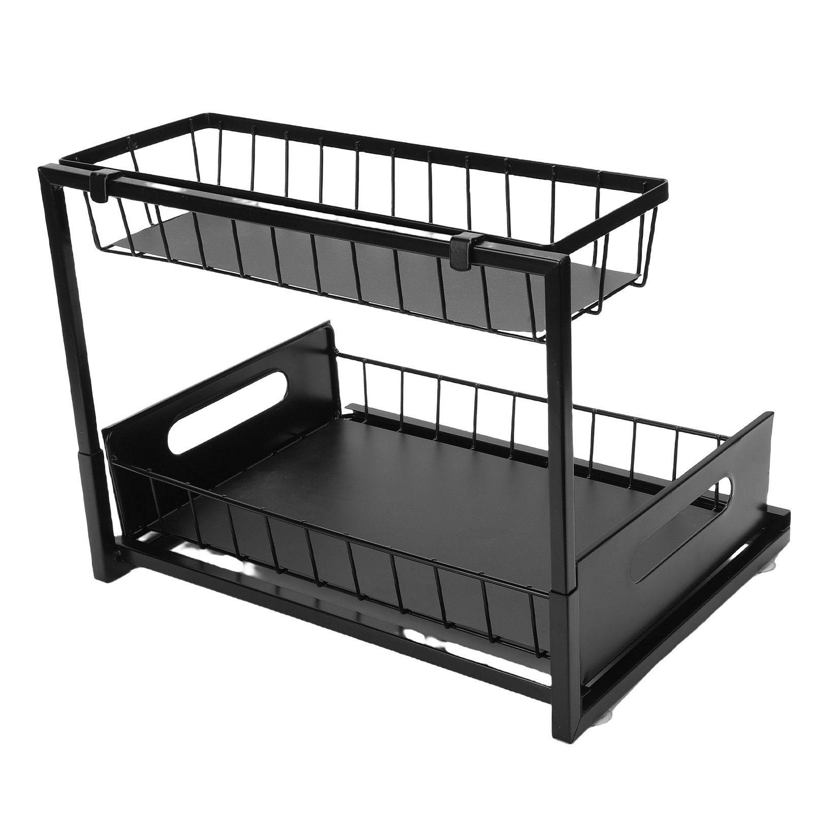 Under Sink Storage Rack 2 Tier Pull Out Cabinet Organizer Metal Shelf for view 9