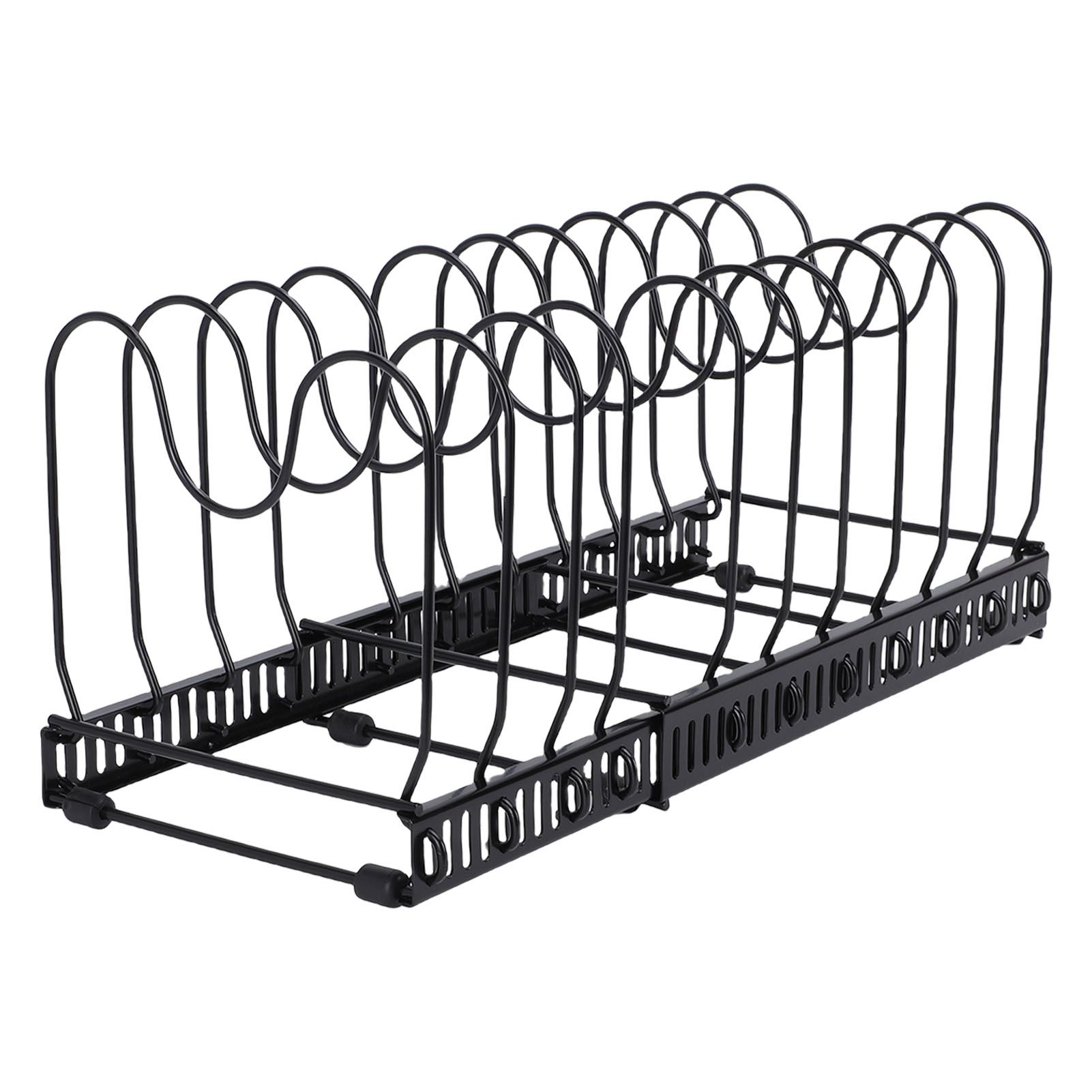 Pot Lids Organizer Rack 14 Adjustable Dividers Expandable Cutting Board Pot