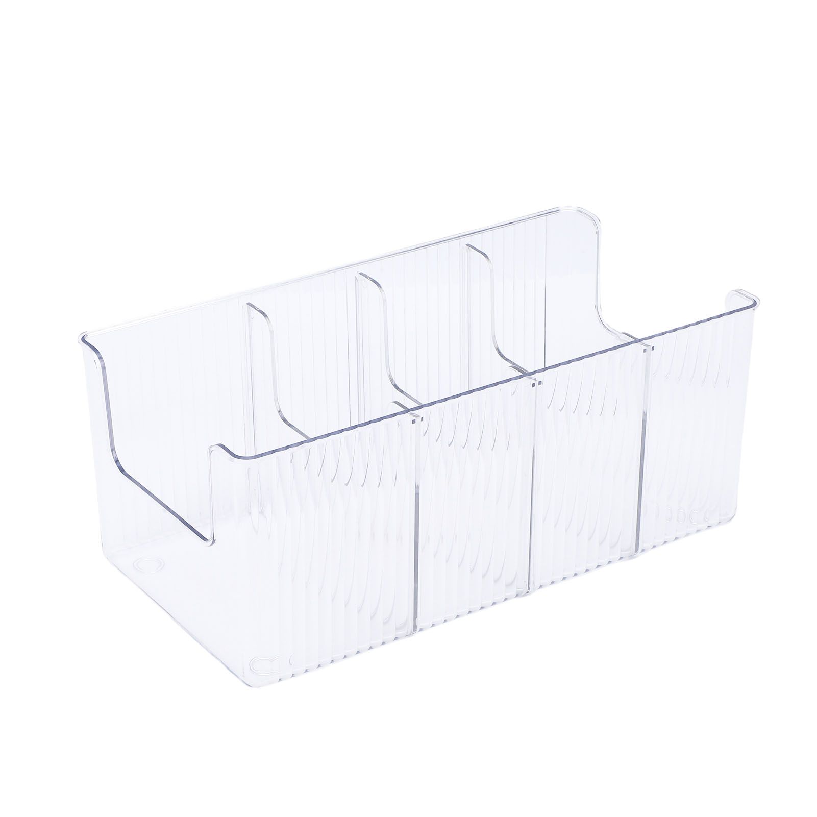 Food Storage Organizer Bins Clear Plastic Bins with 3 Removable Dividers for view 6
