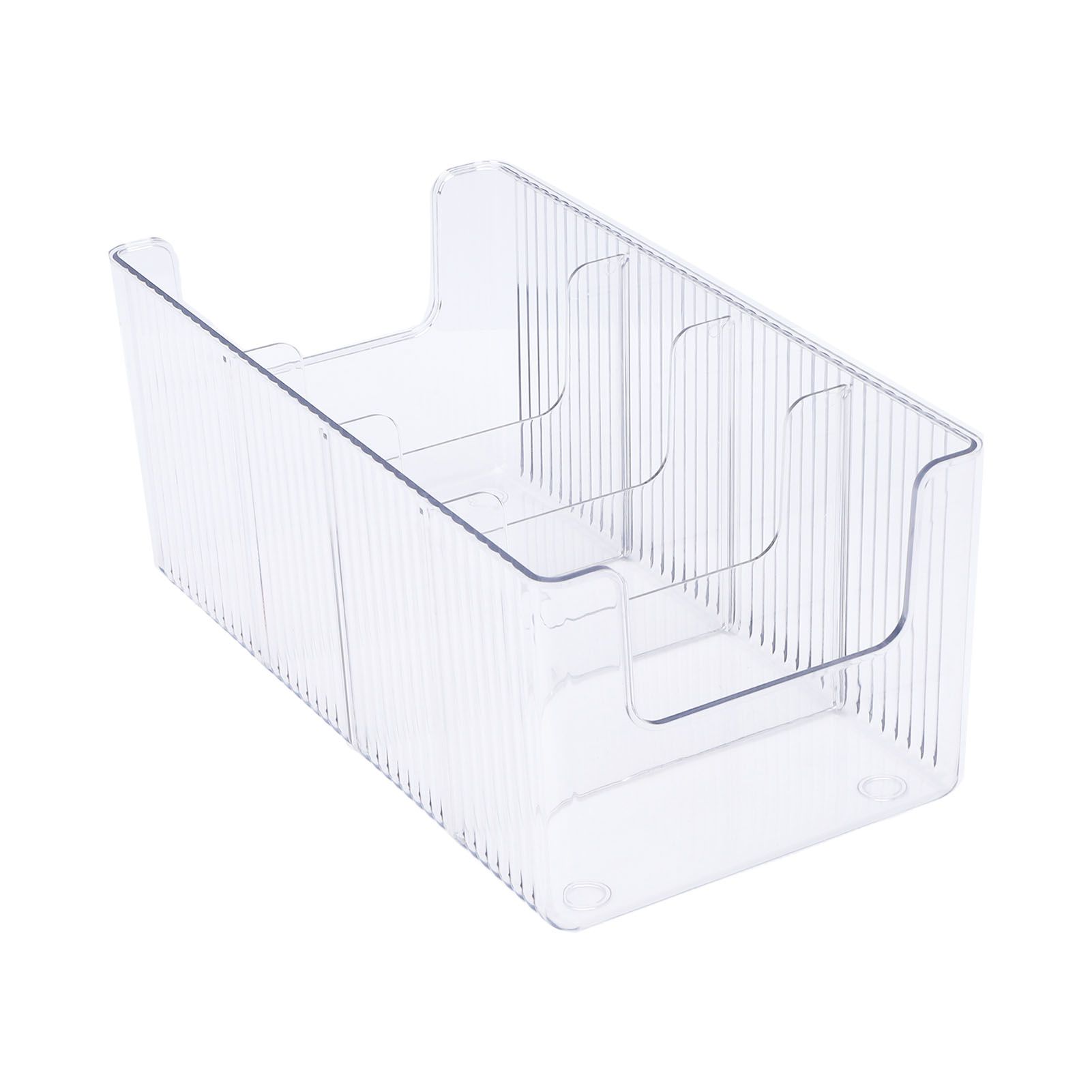 Food Storage Organizer Bins Clear Plastic Bins with 3 Removable Dividers for view 8