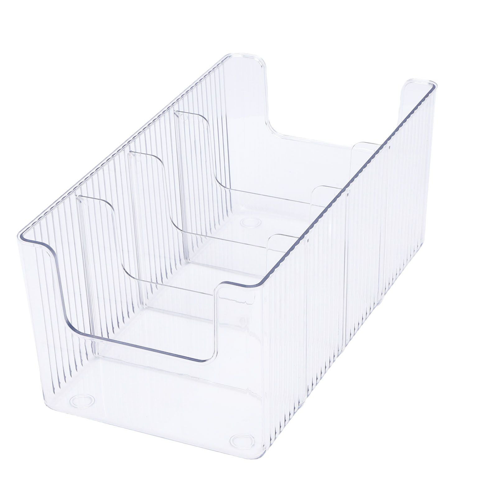 Food Storage Organizer Bins Clear Plastic Bins with 3 Removable Dividers for view 9