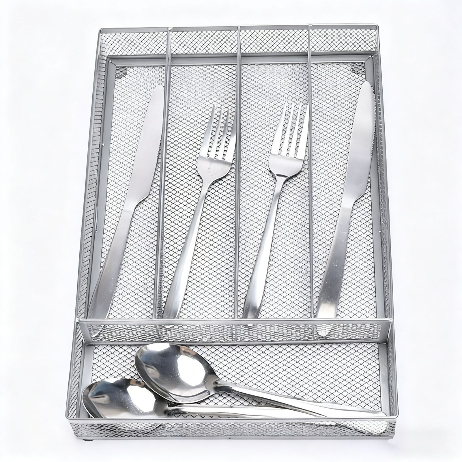 Kitchen Cutlery Drawer Organizer Carbon Steel Flatware Storage Divider with view 4