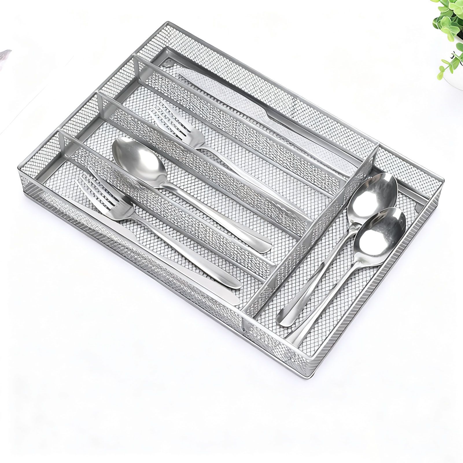 Kitchen Cutlery Drawer Organizer Carbon Steel Flatware Storage Divider with view 6