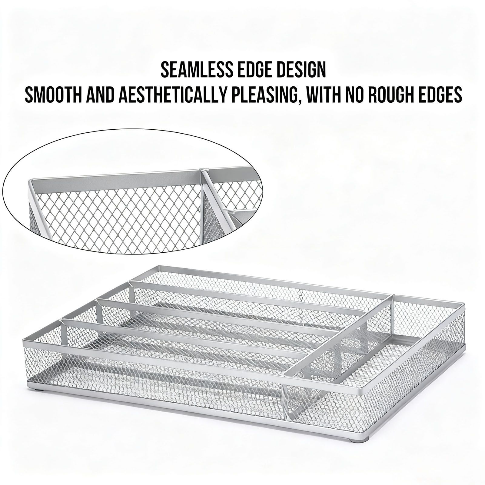 Kitchen Cutlery Drawer Organizer Carbon Steel Flatware Storage Divider with view 9
