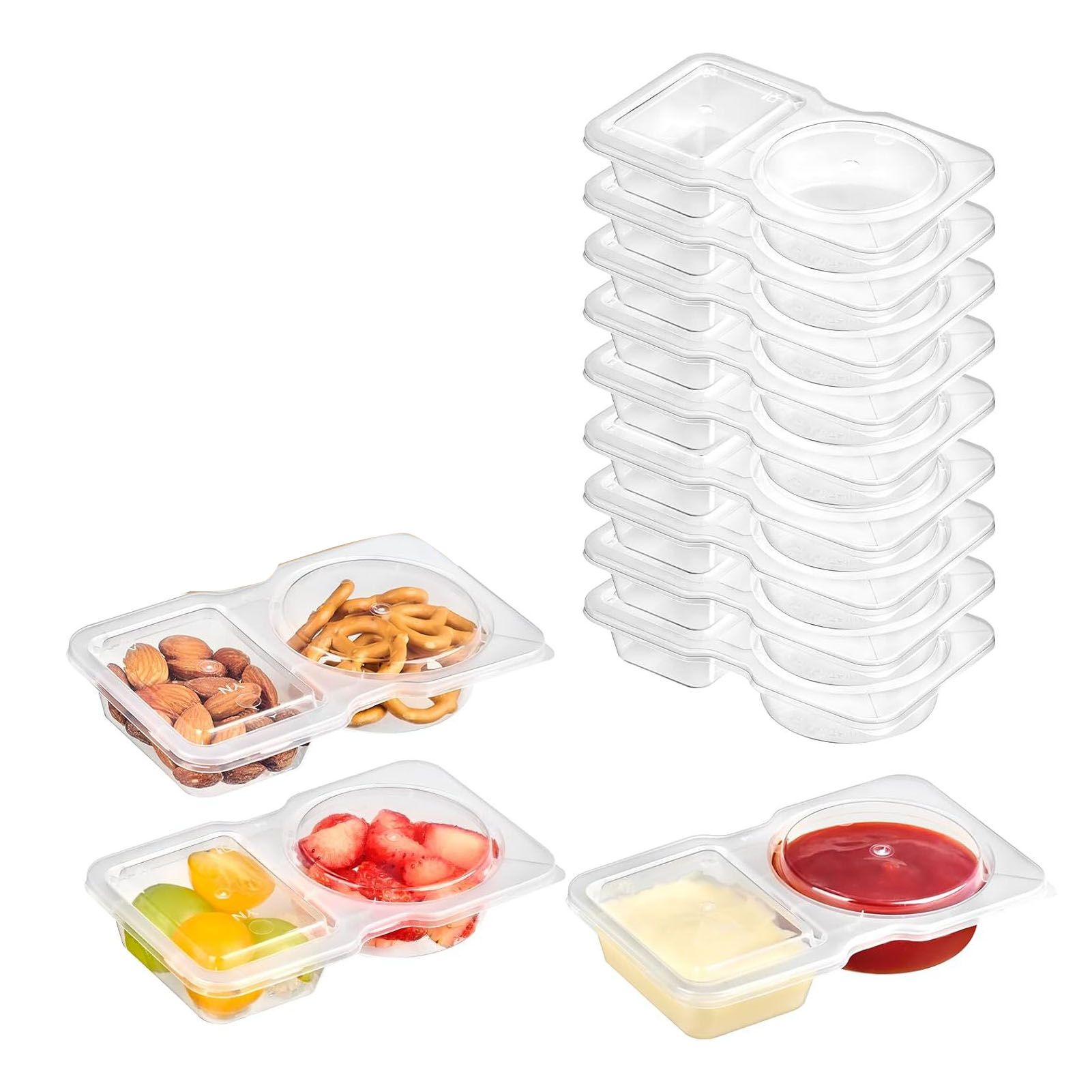 Reusable Snack Containers with Lids Portion Control Double Compartment view 4