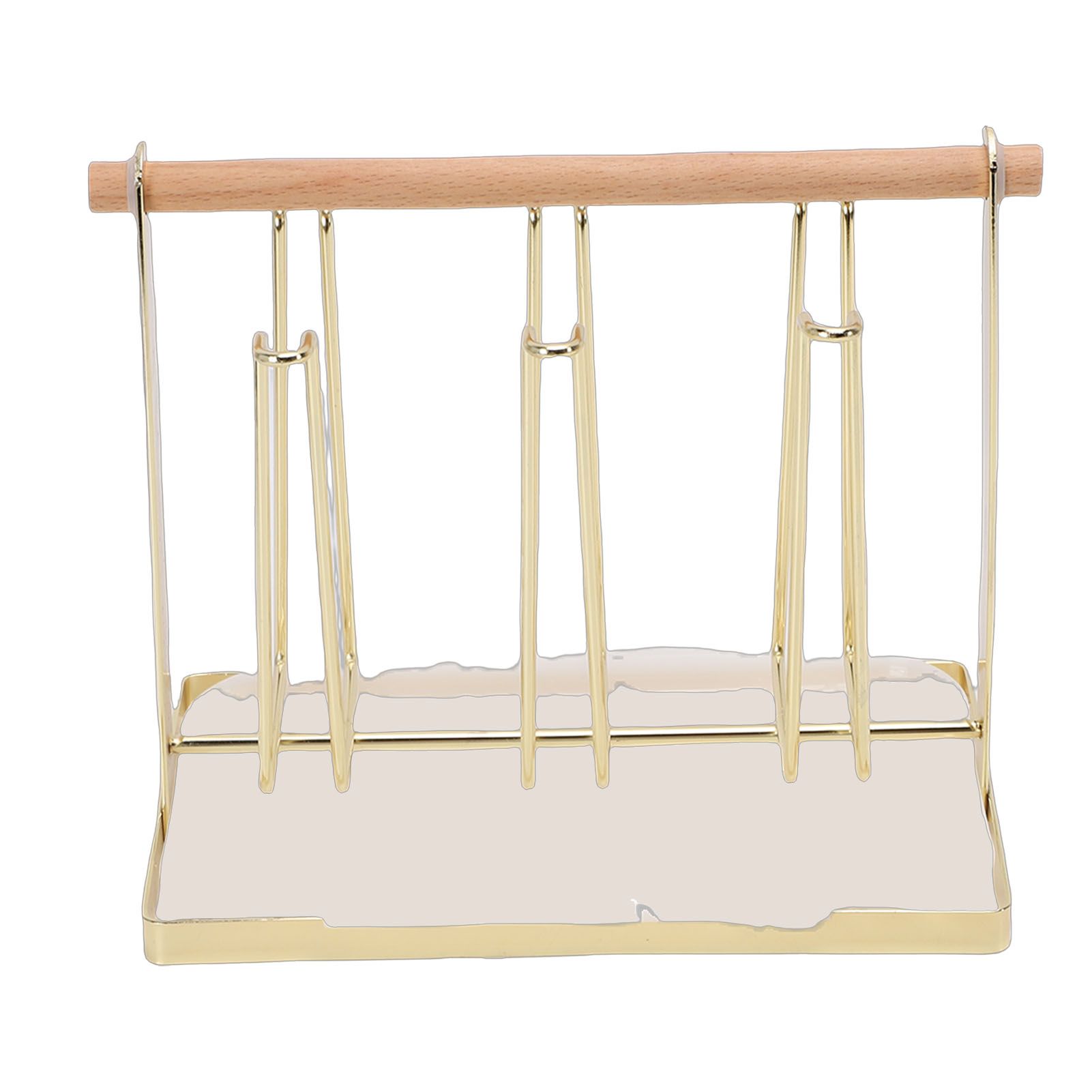 Cup Drying Rack 6 Hooks Non Slip Metal Cup Bottle Holder with Drain Tray for view 3