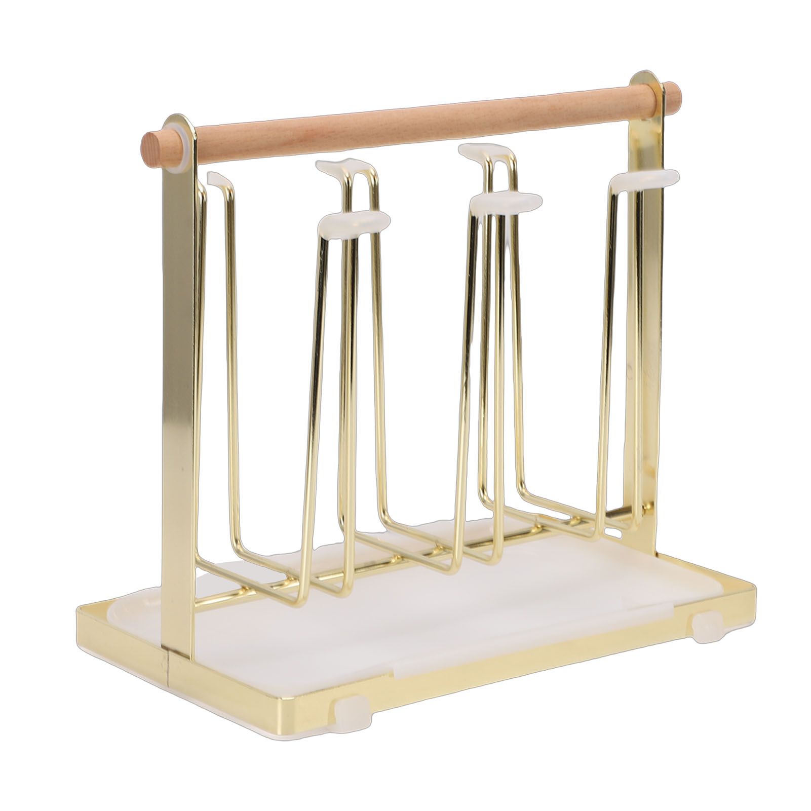 Cup Drying Rack 6 Hooks Non Slip Metal Cup Bottle Holder with Drain Tray for view 4