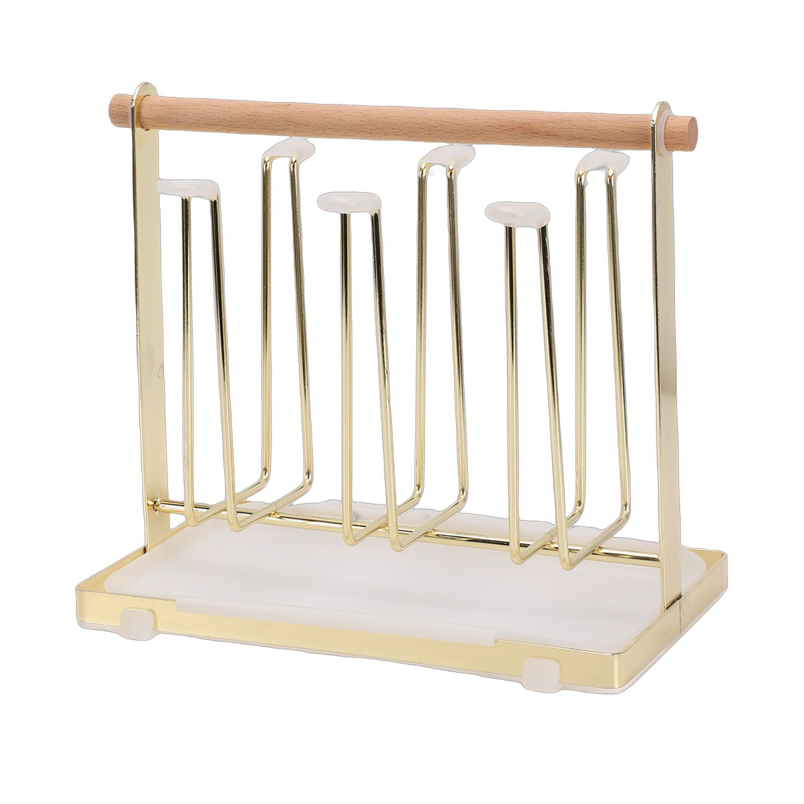 Cup Drying Rack 6 Hooks Non Slip Metal Cup Bottle Holder with Drain Tray for view 6