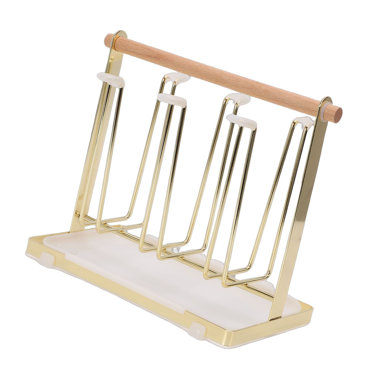 Cup Drying Rack 6 Hooks Non Slip Metal Cup Bottle Holder with Drain Tray for view 9