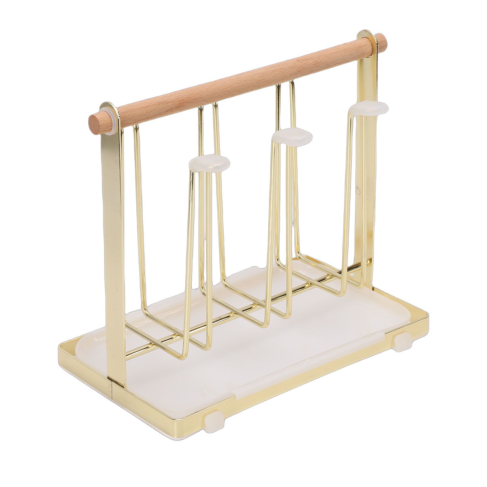 Cup Drying Rack 6 Hooks Non Slip Metal Cup Bottle Holder with Drain Tray for view 12