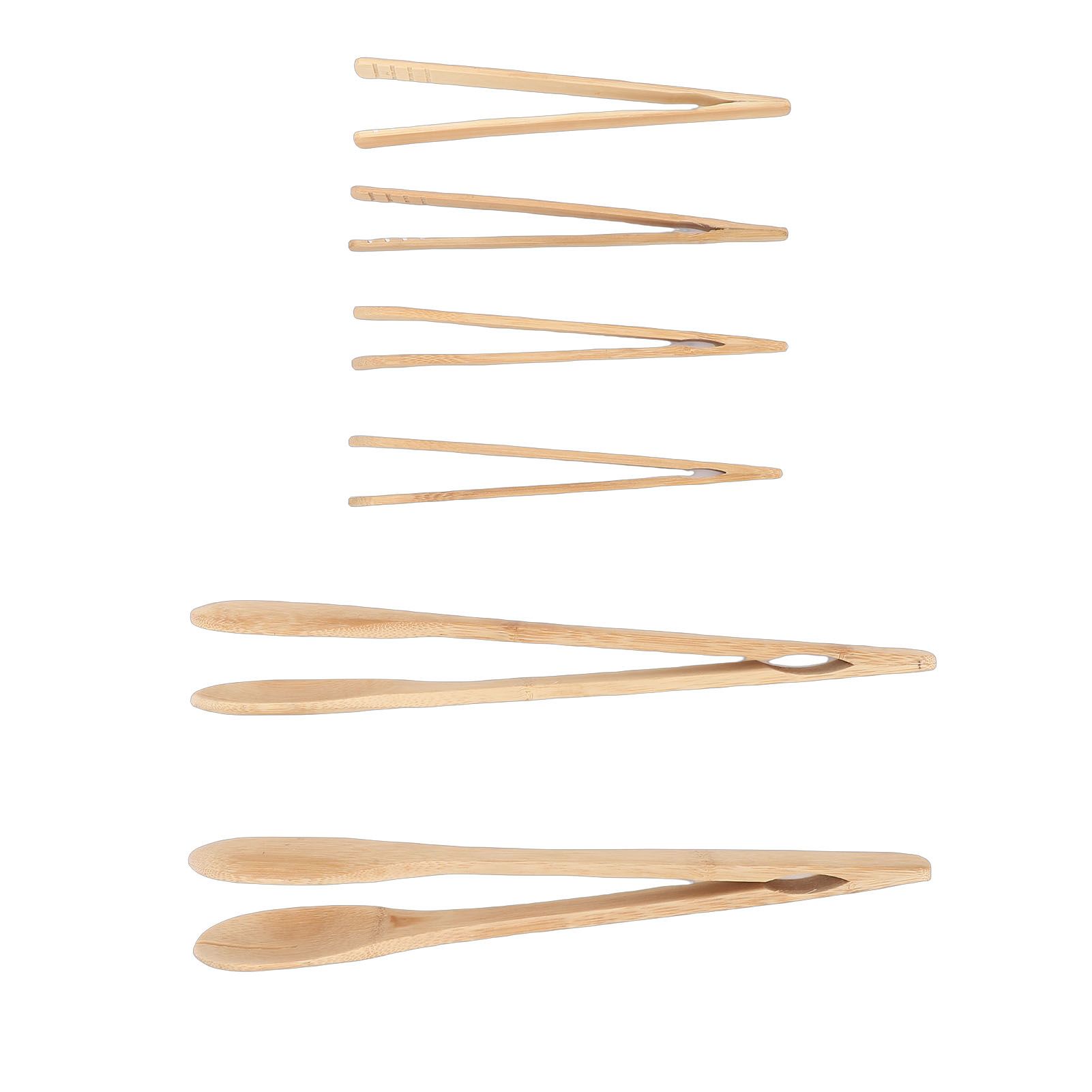 6PCS Wooden Tongs Multipurpose Reusable Wood Cooking Tongs Kitchen Utensil for