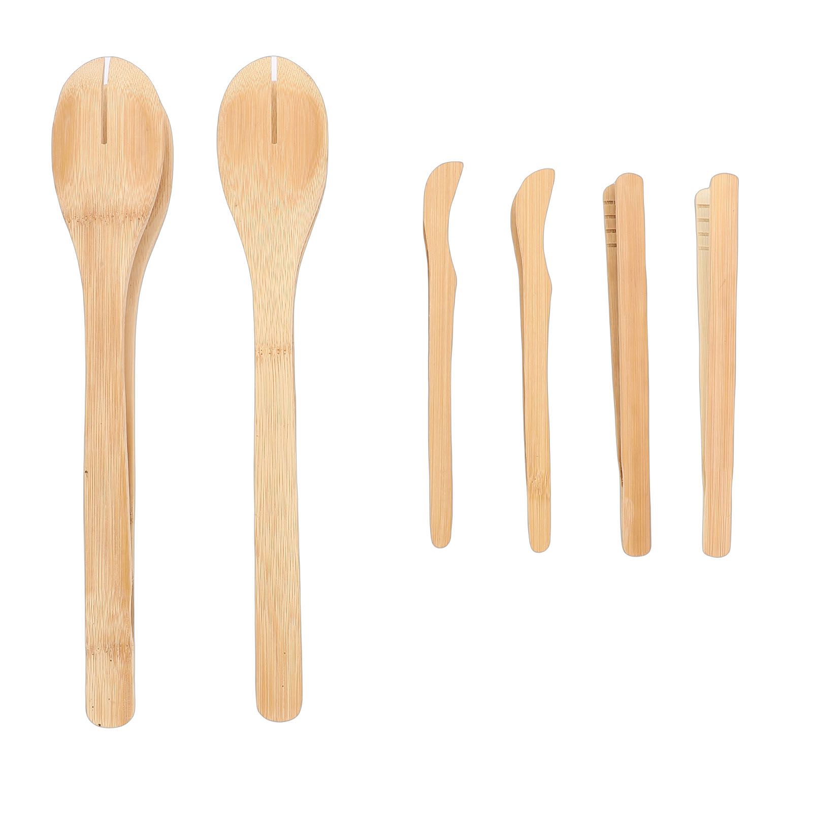 6PCS Wooden Tongs Multipurpose Reusable Wood Cooking Tongs Kitchen Utensil for view 4
