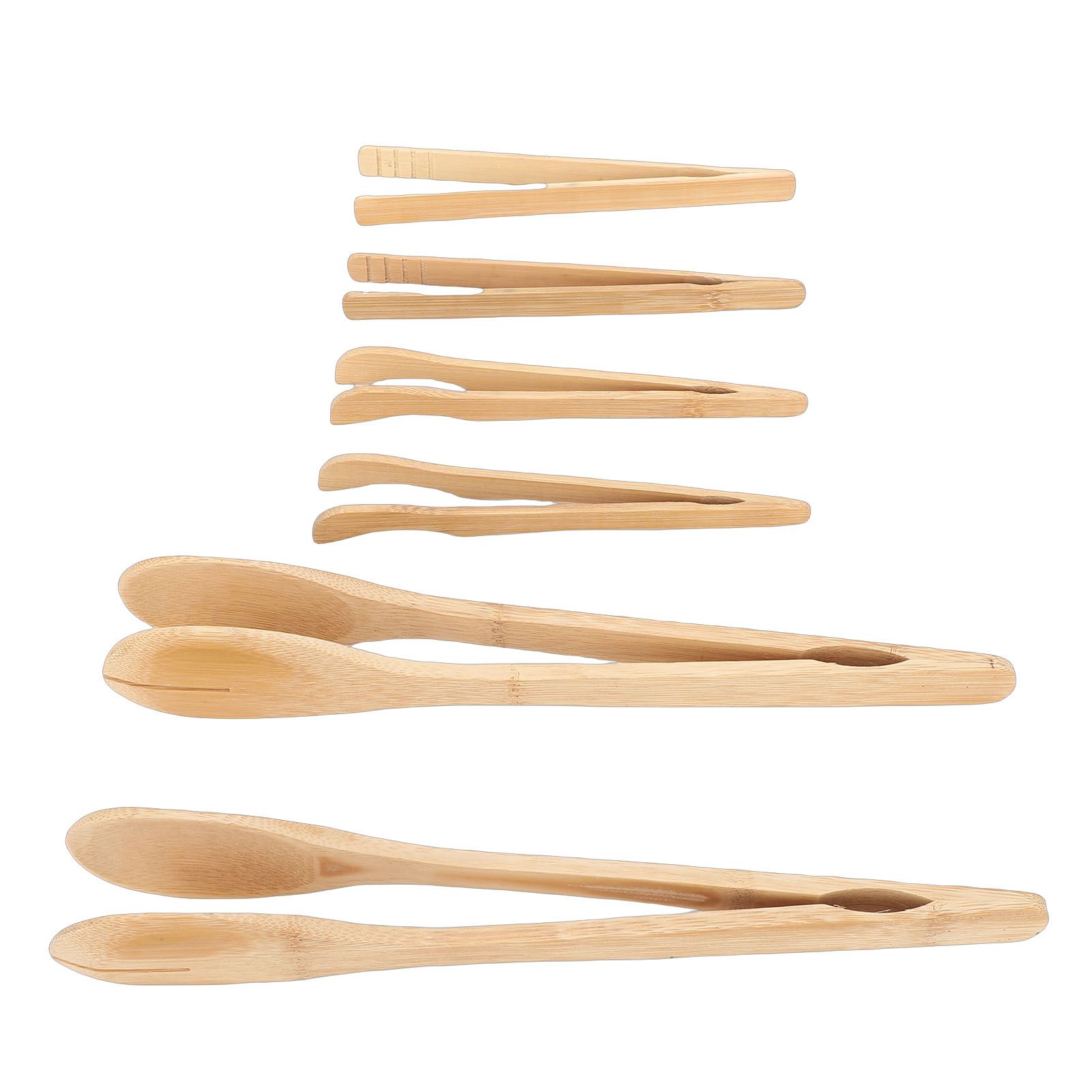 6PCS Wooden Tongs Multipurpose Reusable Wood Cooking Tongs Kitchen Utensil for view 8