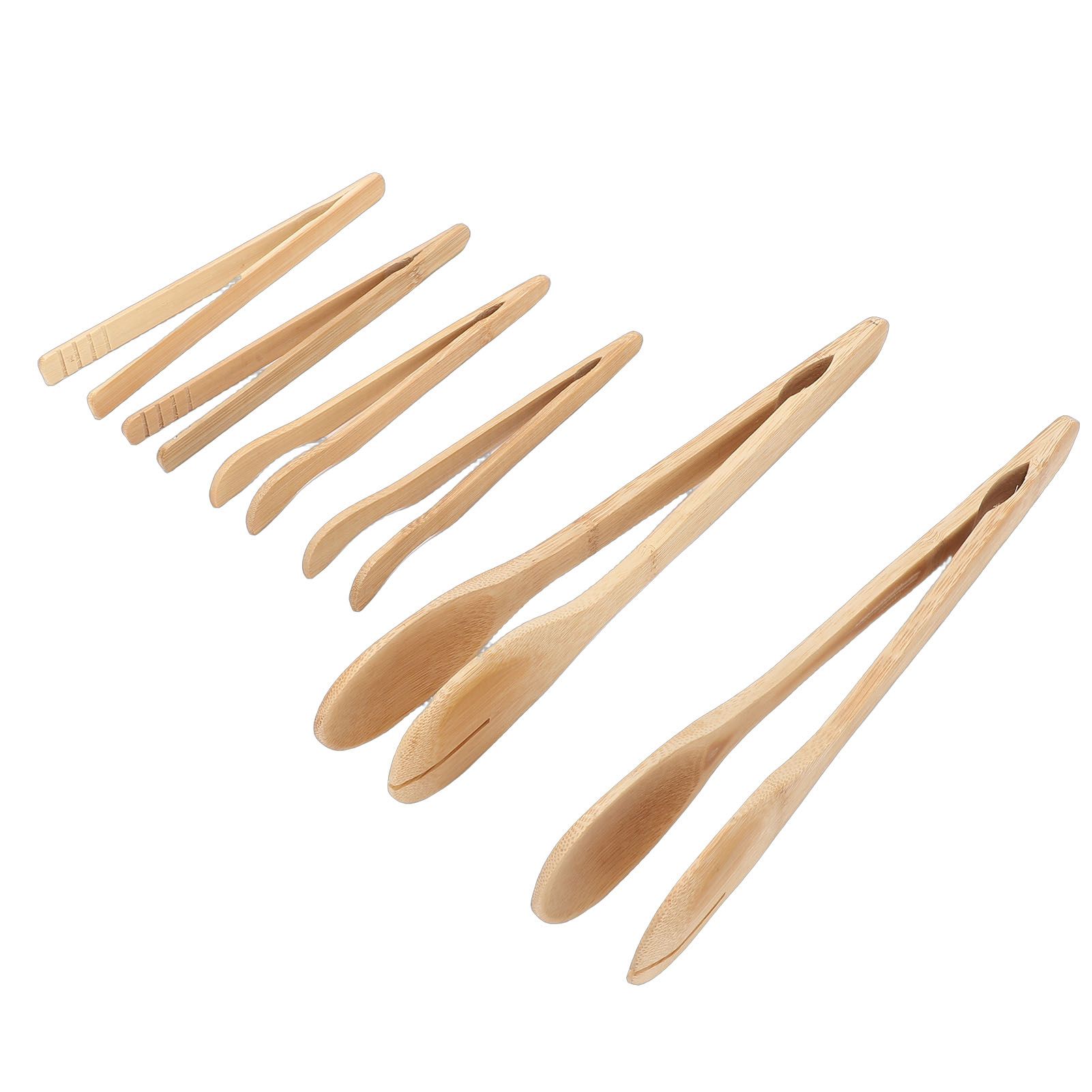 6PCS Wooden Tongs Multipurpose Reusable Wood Cooking Tongs Kitchen Utensil for view 9