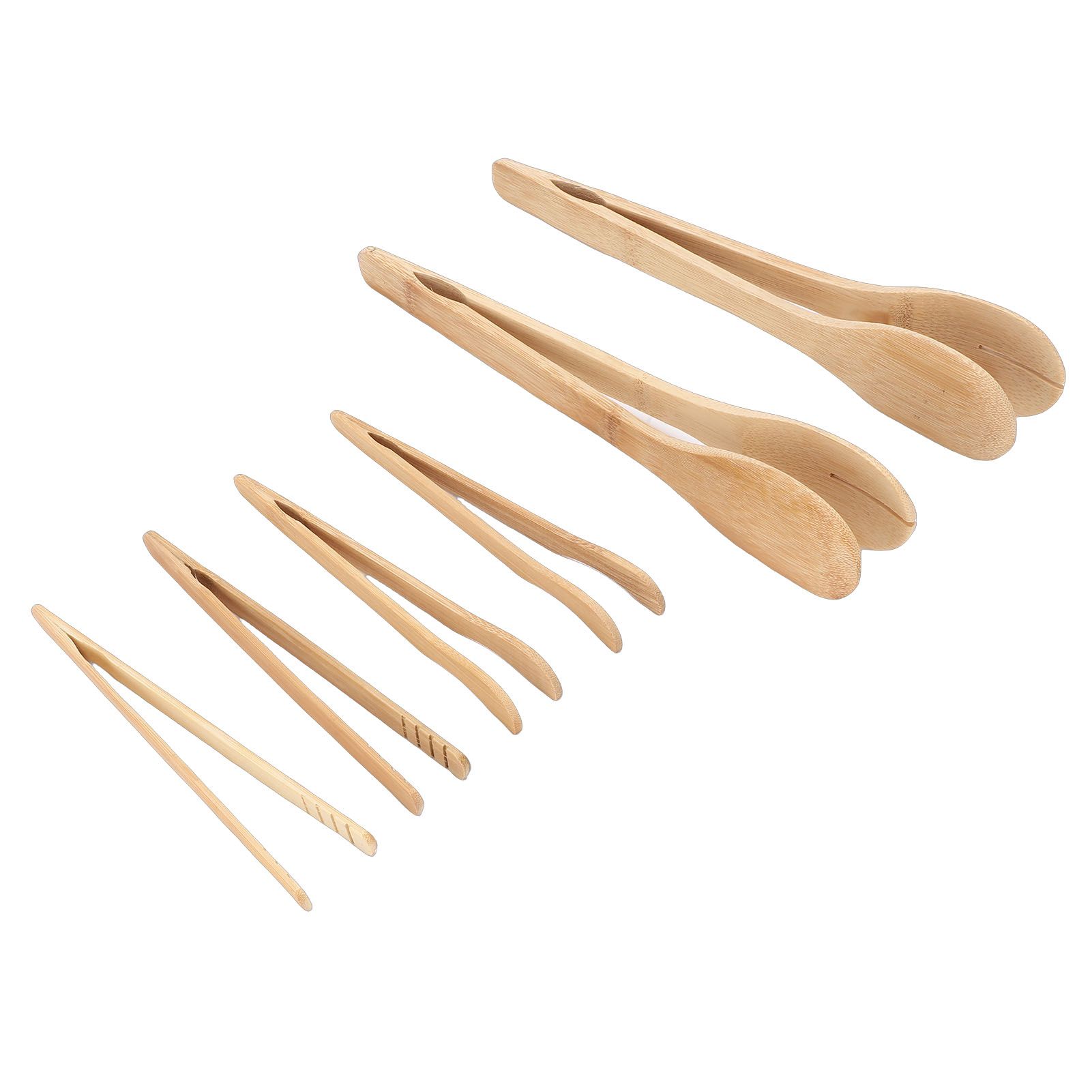 6PCS Wooden Tongs Multipurpose Reusable Wood Cooking Tongs Kitchen Utensil for view 11