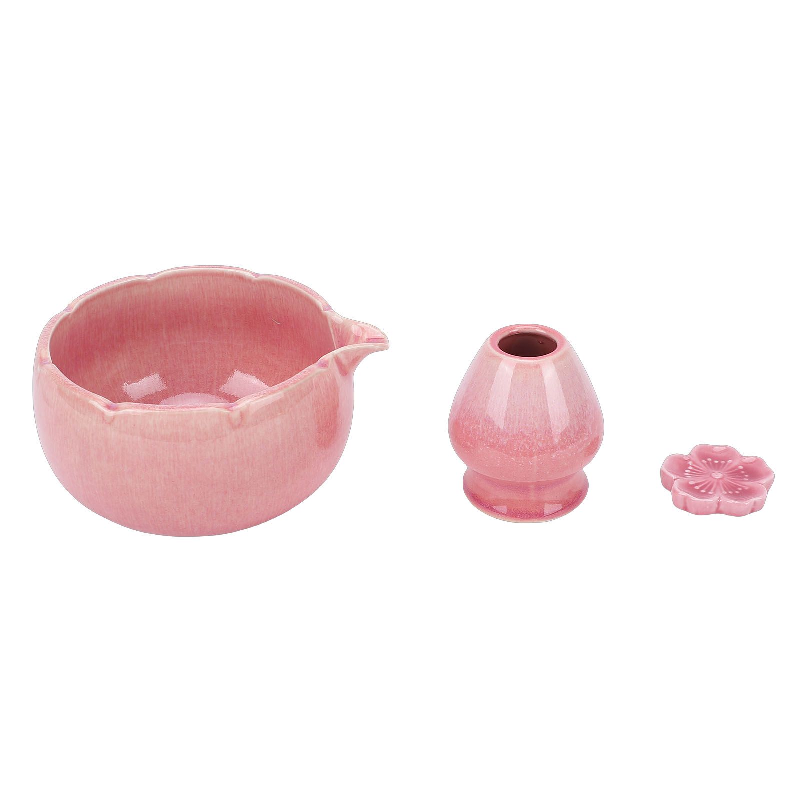 Matcha Tea Set Ceramic Petal Shape 500ml Matcha Bowl with Tea Whisk Scoop view 6