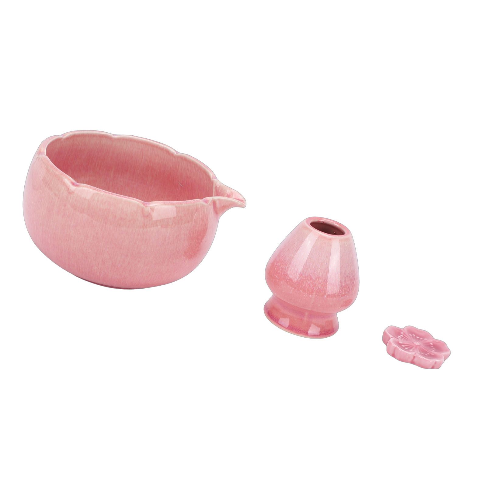 Matcha Tea Set Ceramic Petal Shape 500ml Matcha Bowl with Tea Whisk Scoop view 8