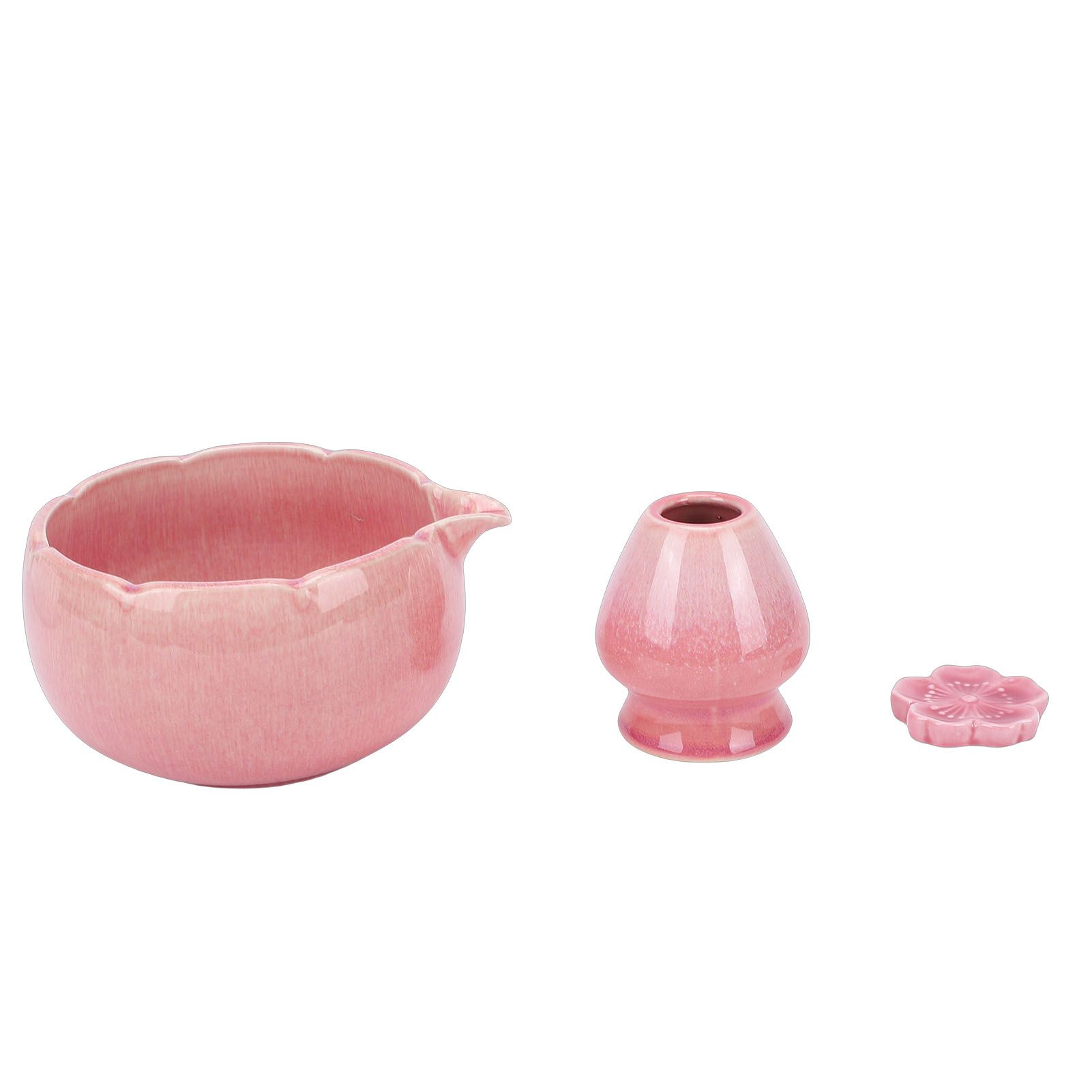 Matcha Tea Set Ceramic Petal Shape 500ml Matcha Bowl with Tea Whisk Scoop view 9