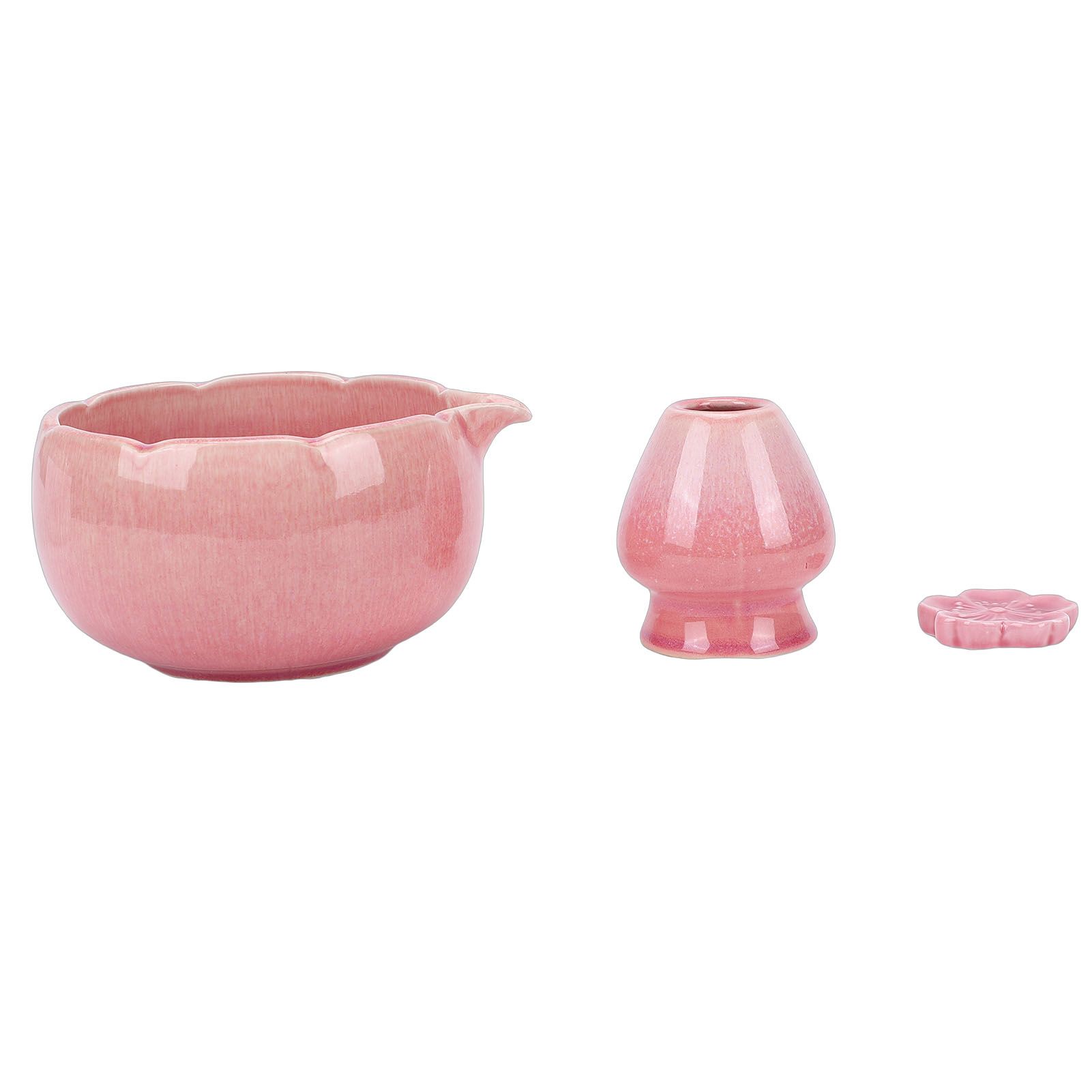 Matcha Tea Set Ceramic Petal Shape 500ml Matcha Bowl with Tea Whisk Scoop view 10