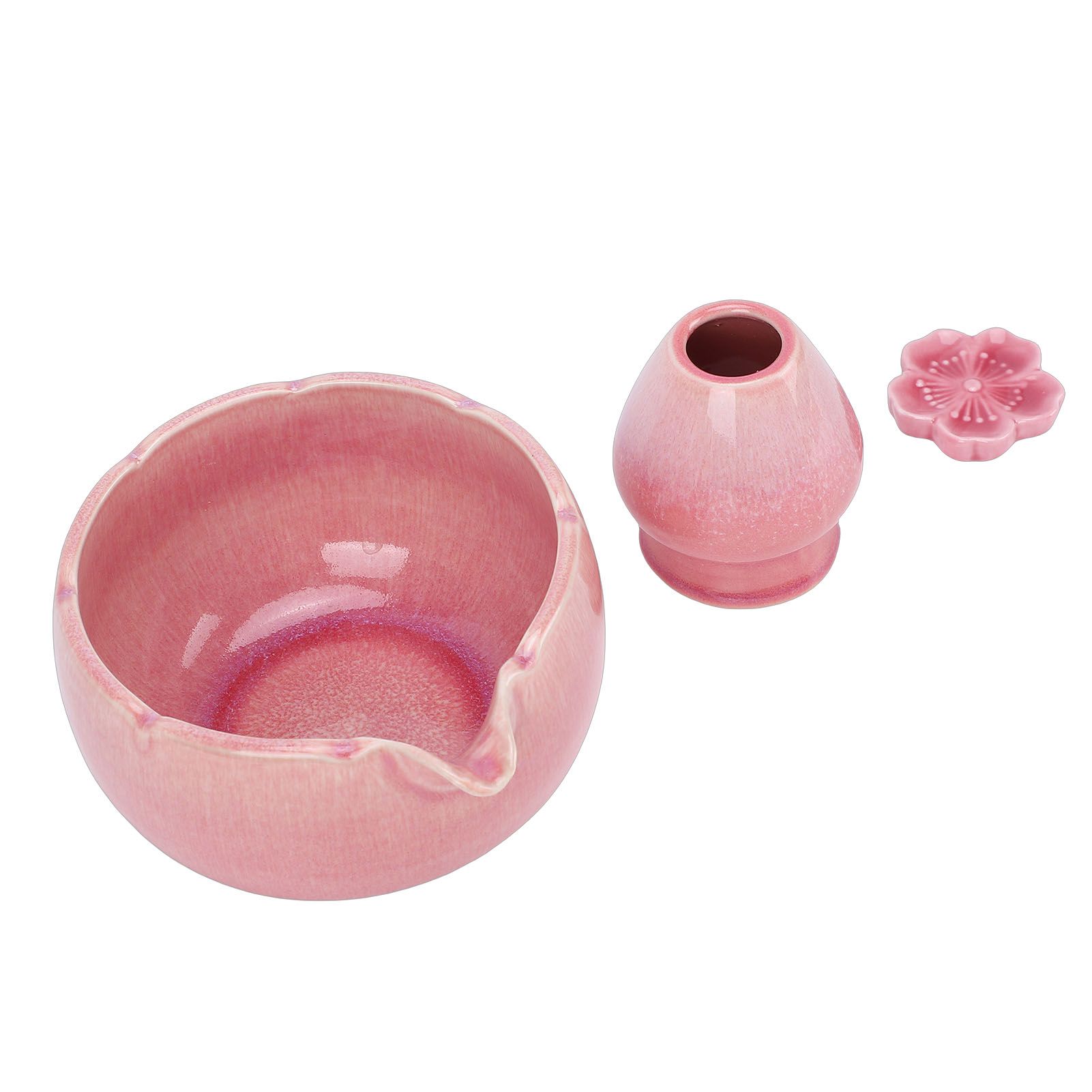 Matcha Tea Set Ceramic Petal Shape 500ml Matcha Bowl with Tea Whisk Scoop view 12