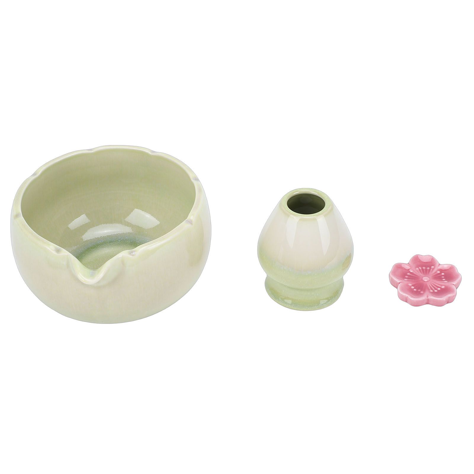 Matcha Tea Set Ceramic Petal Shape 500ml Matcha Bowl with Tea Whisk Scoop view 6