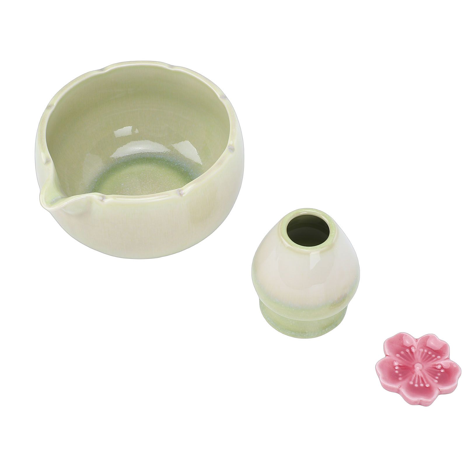 Matcha Tea Set Ceramic Petal Shape 500ml Matcha Bowl with Tea Whisk Scoop view 8