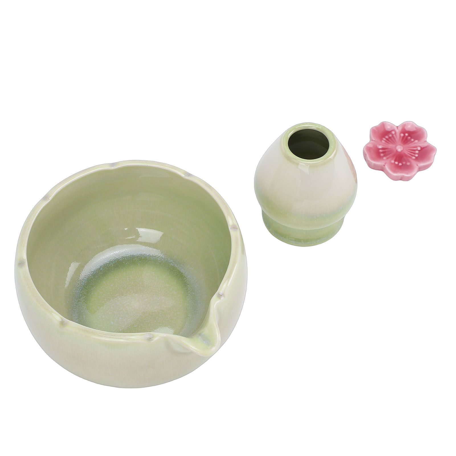 Matcha Tea Set Ceramic Petal Shape 500ml Matcha Bowl with Tea Whisk Scoop view 9