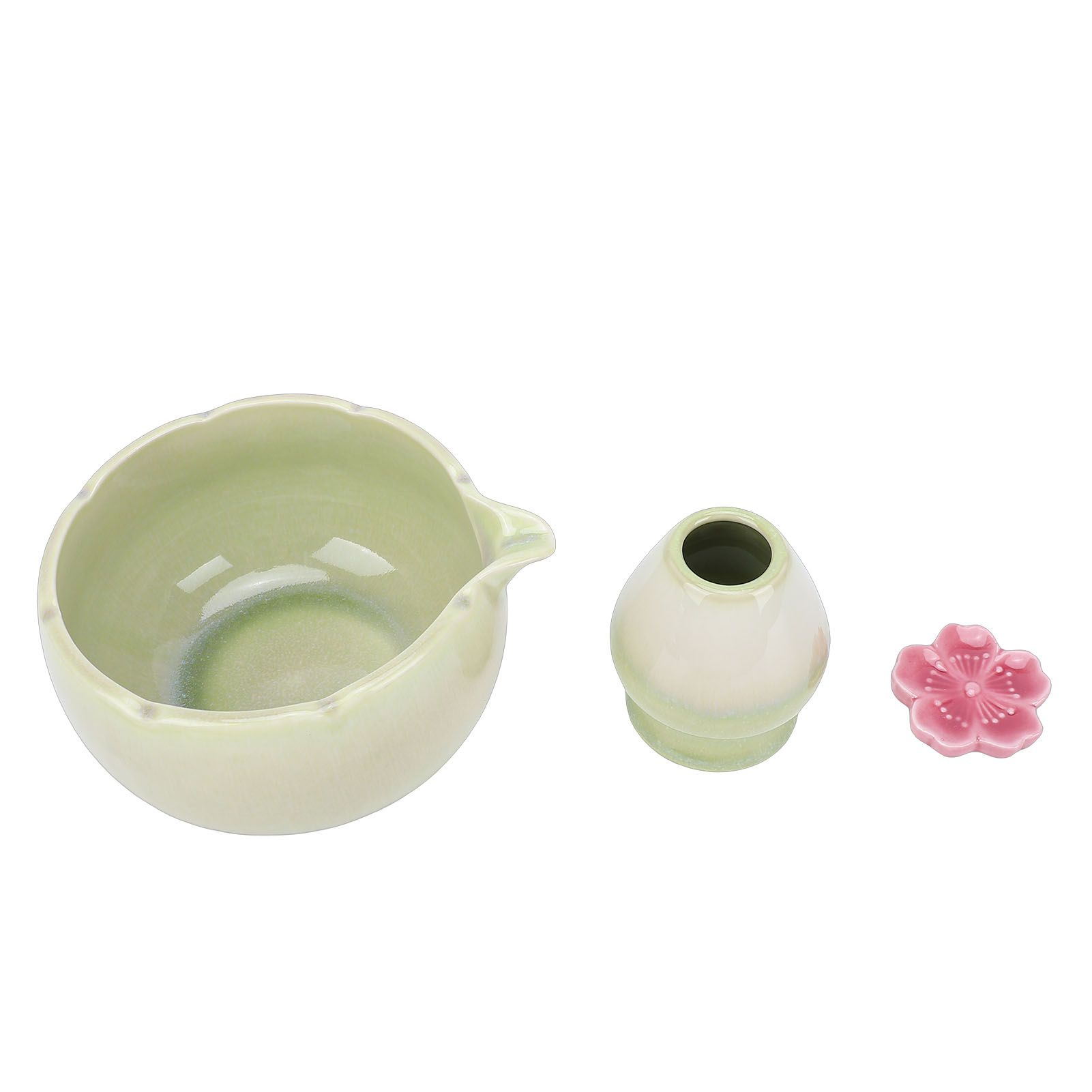 Matcha Tea Set Ceramic Petal Shape 500ml Matcha Bowl with Tea Whisk Scoop view 12