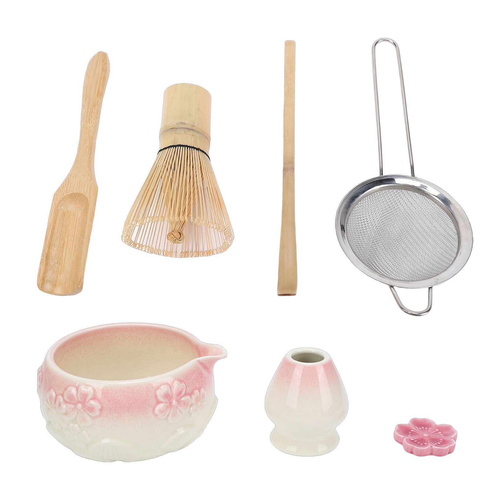 7 Pcs Matcha Tea Whisk Set Elegant Glazed Ceramic Matcha Making Kit with Bowl