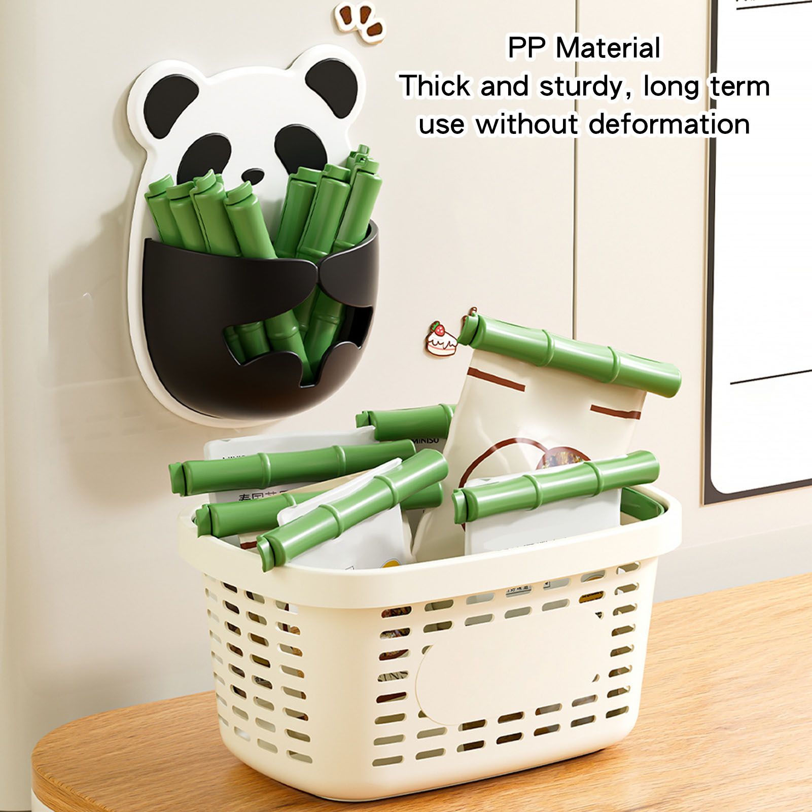12 Pcs Food Bag Clip with Storage Box Cute Panda Shape Wall Mounted Food Bag view 6