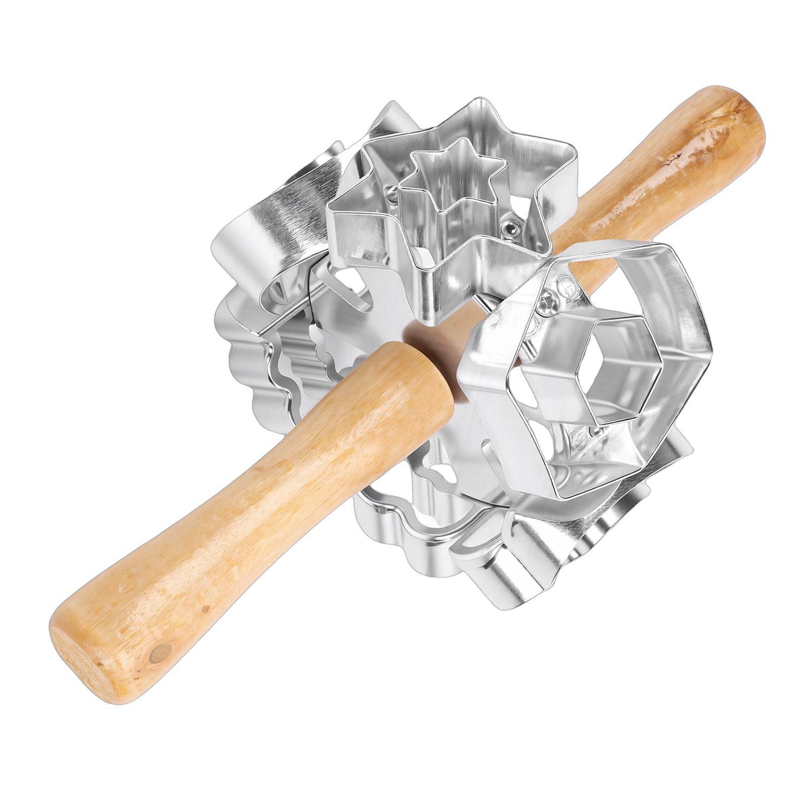 Donut Cutter Roller Baking Mold with Rolling Pin Aluminum Alloy Kitchen