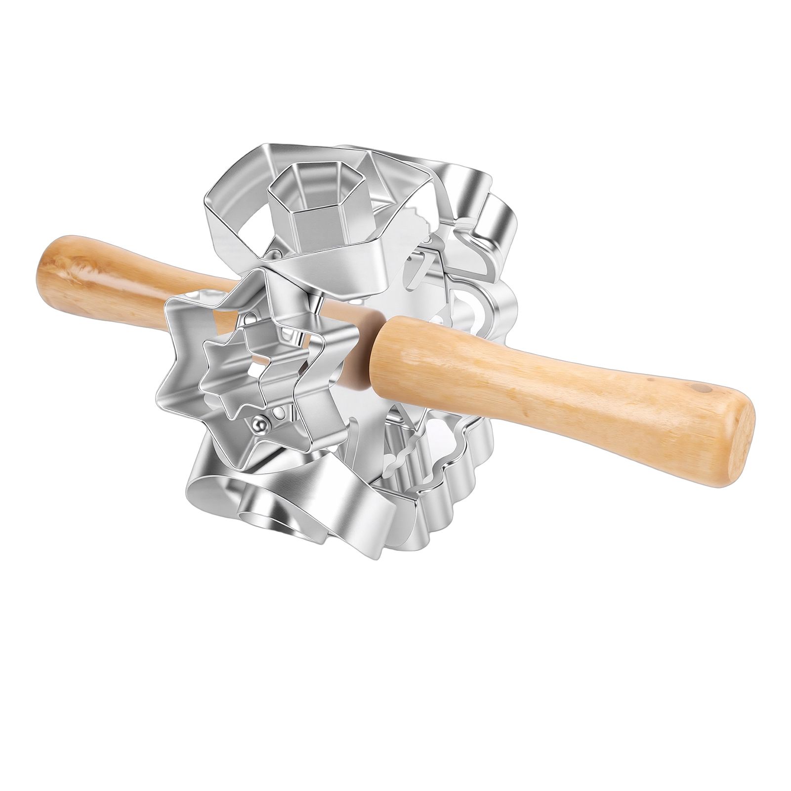 Donut Cutter Roller Baking Mold with Rolling Pin Aluminum Alloy Kitchen view 4