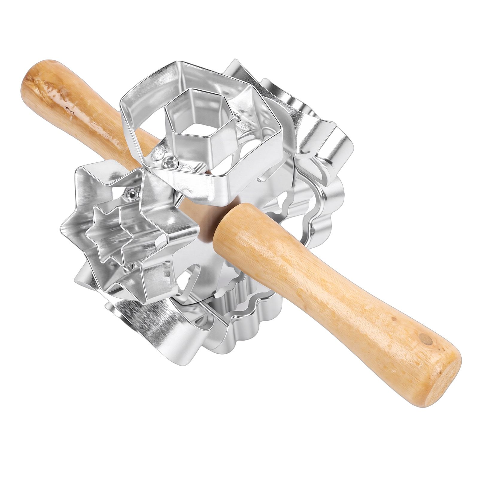 Donut Cutter Roller Baking Mold with Rolling Pin Aluminum Alloy Kitchen view 9