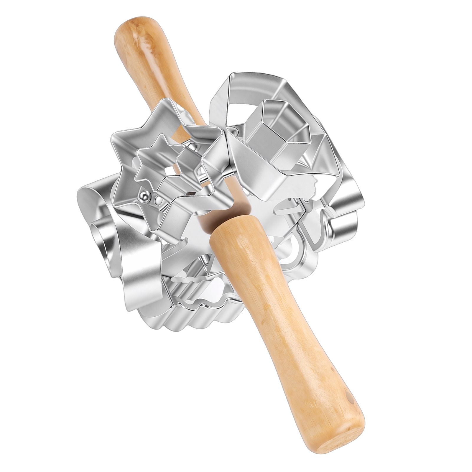 Donut Cutter Roller Baking Mold with Rolling Pin Aluminum Alloy Kitchen view 10