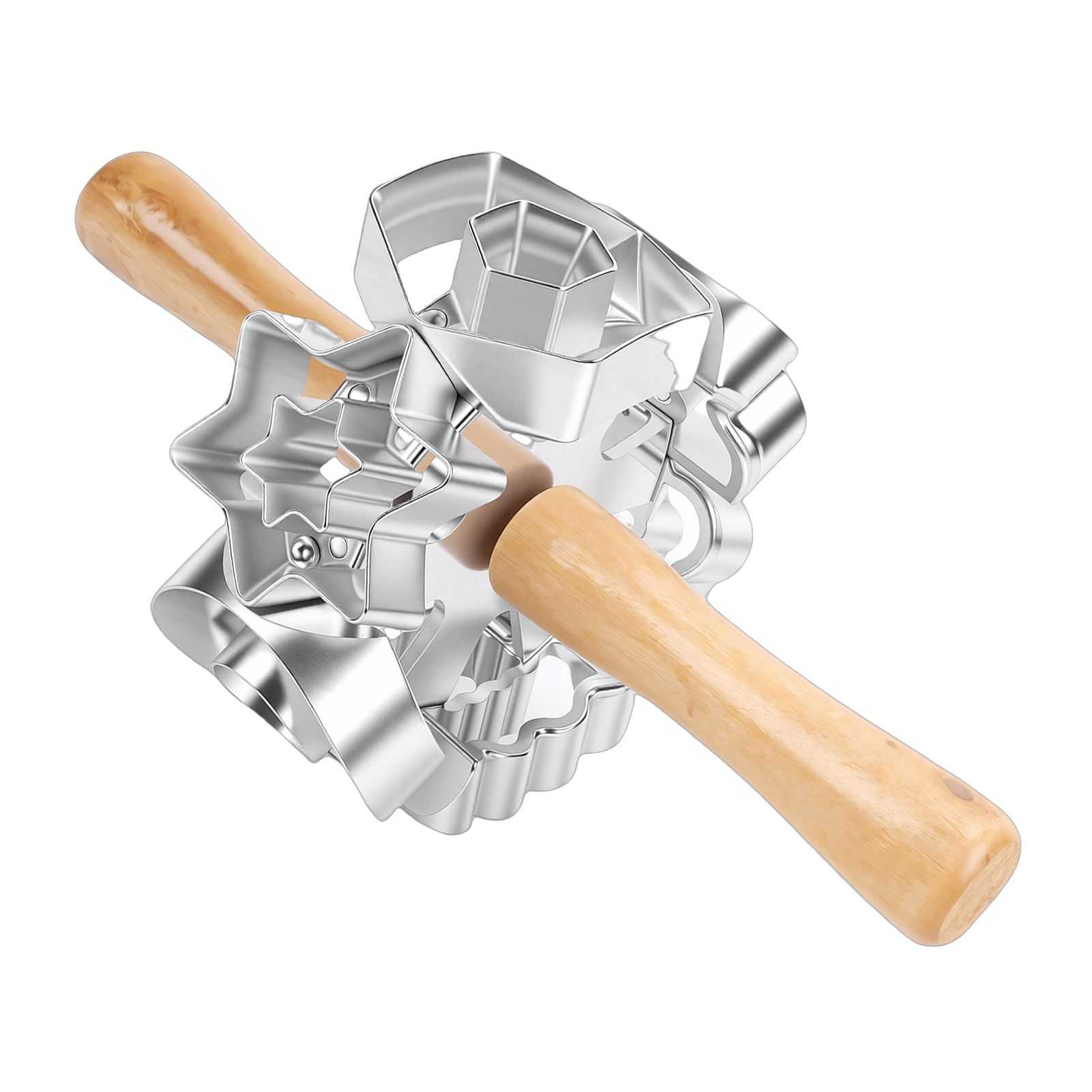 Donut Cutter Roller Baking Mold with Rolling Pin Aluminum Alloy Kitchen view 11