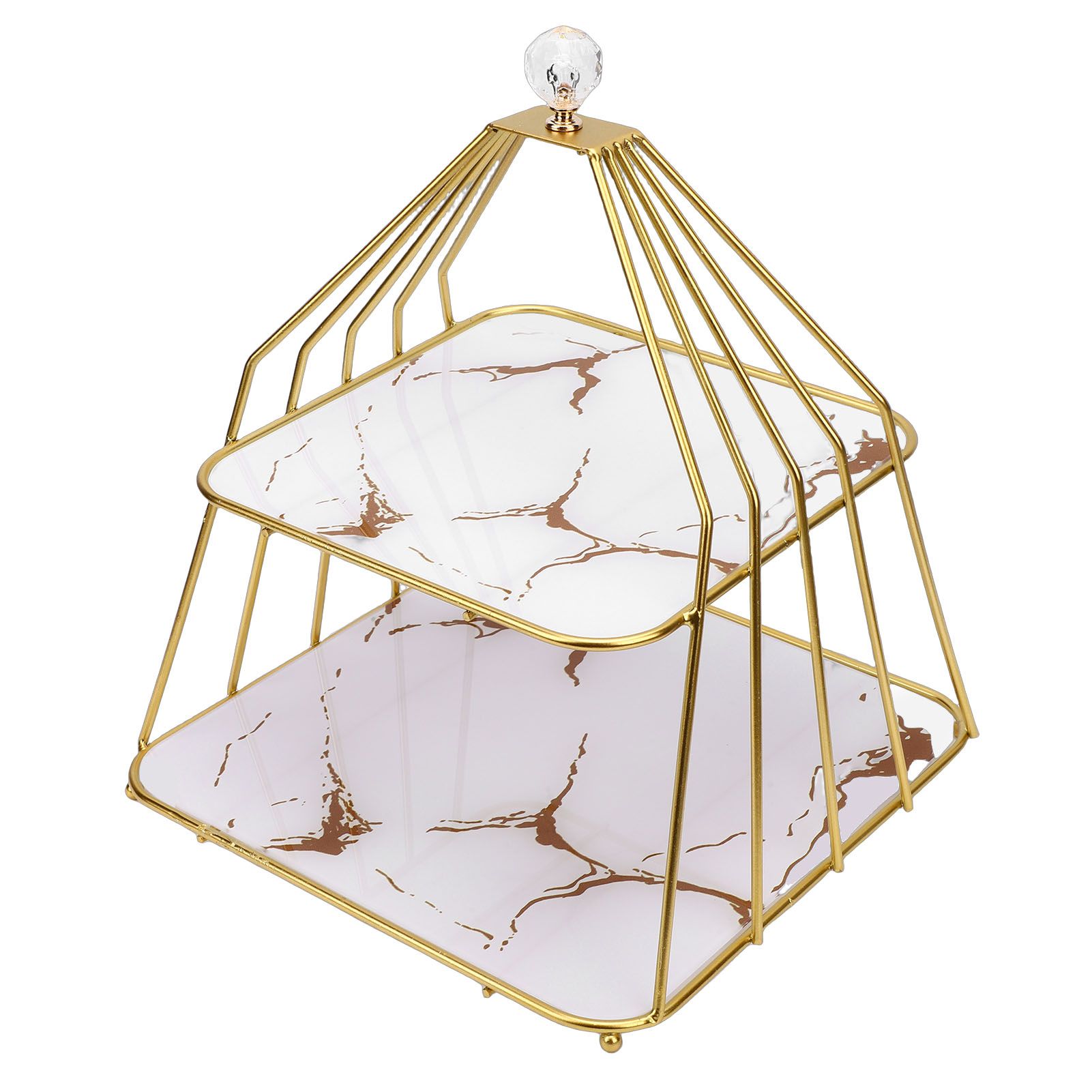 Cupcake Stand Elegant 2 Tier Iron Dessert Stand with Ceramic Serving Trays for view 4
