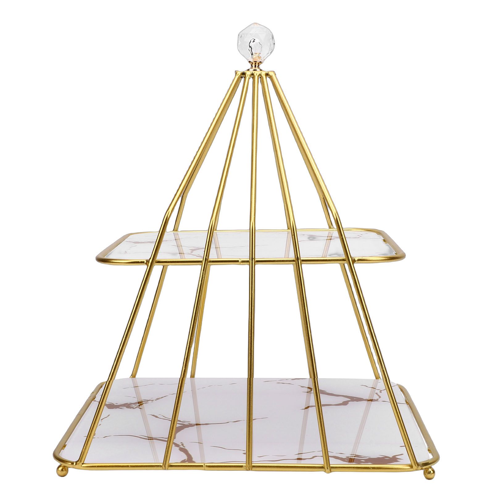 Cupcake Stand Elegant 2 Tier Iron Dessert Stand with Ceramic Serving Trays for view 6