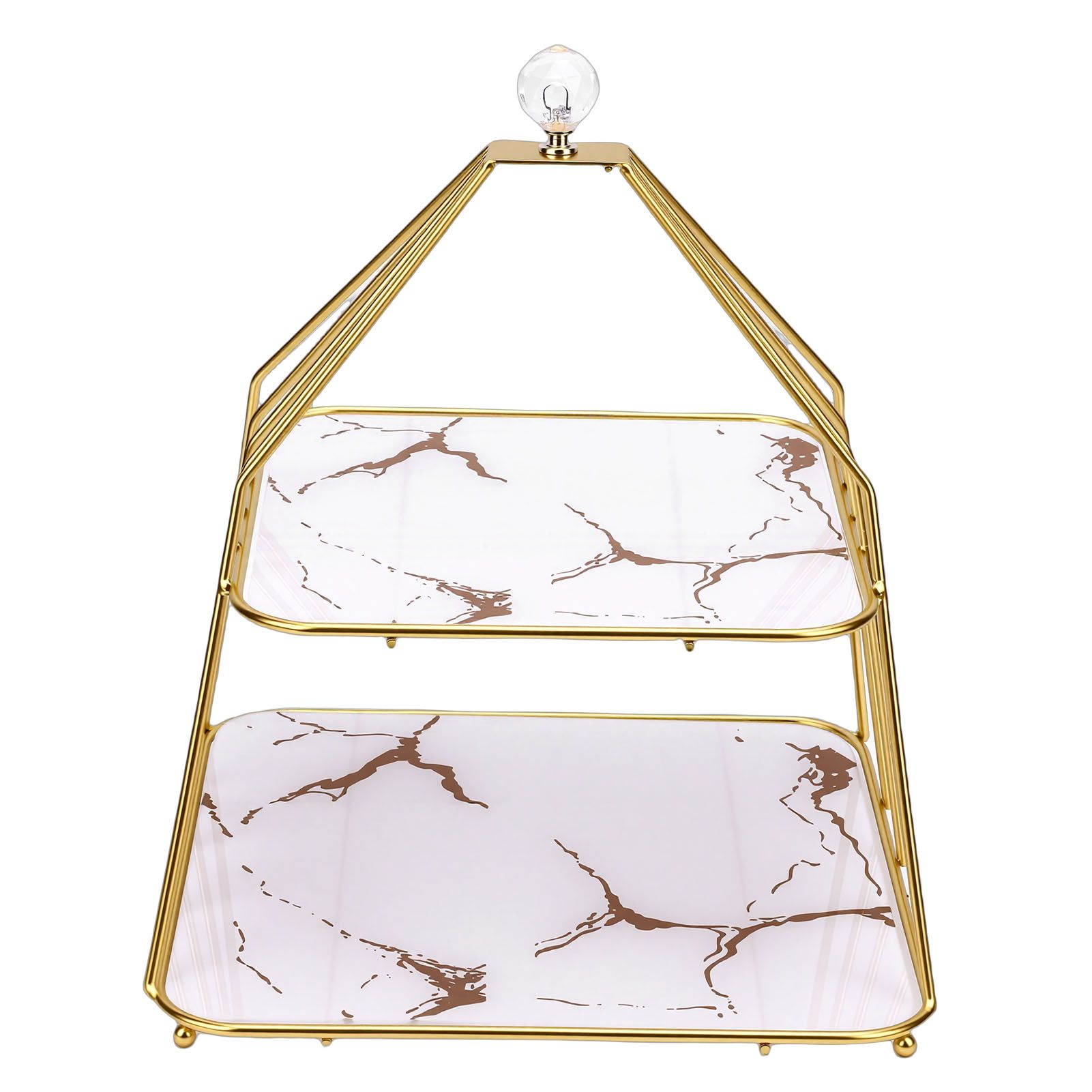 Cupcake Stand Elegant 2 Tier Iron Dessert Stand with Ceramic Serving Trays for view 10