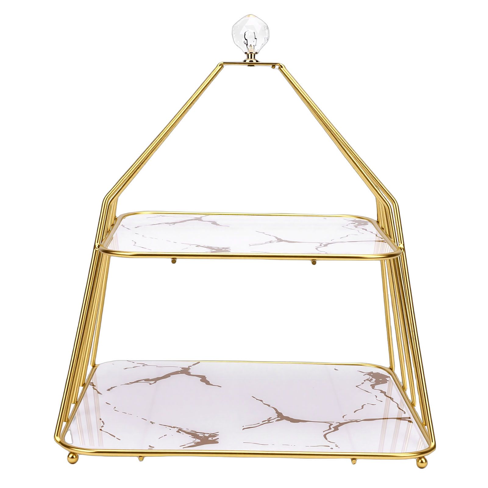 Cupcake Stand Elegant 2 Tier Iron Dessert Stand with Ceramic Serving Trays for view 11