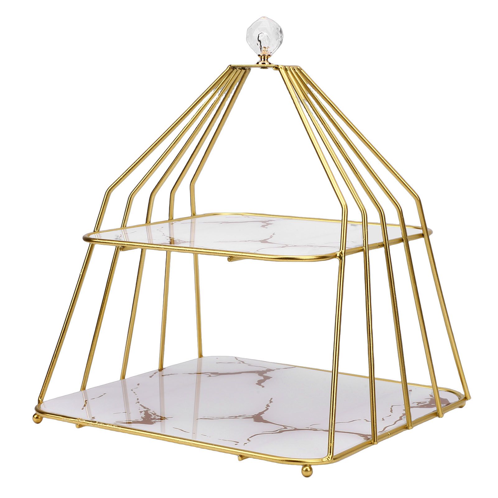 Cupcake Stand Elegant 2 Tier Iron Dessert Stand with Ceramic Serving Trays for view 12