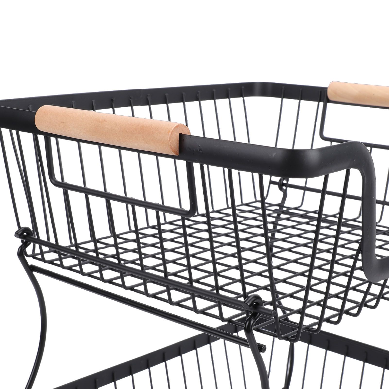 2 Tier Fruit Basket for Kitchen Counter Countertop Metal Bread Basket with view 2