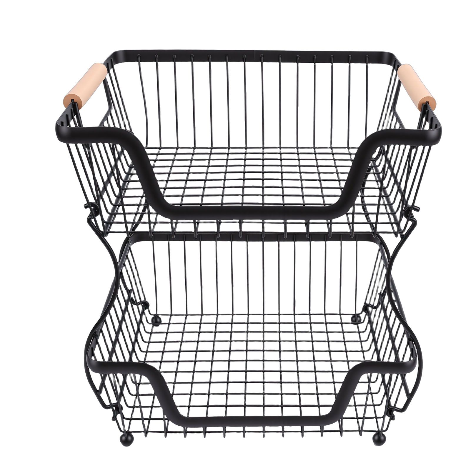 2 Tier Fruit Basket for Kitchen Counter Countertop Metal Bread Basket with view 4