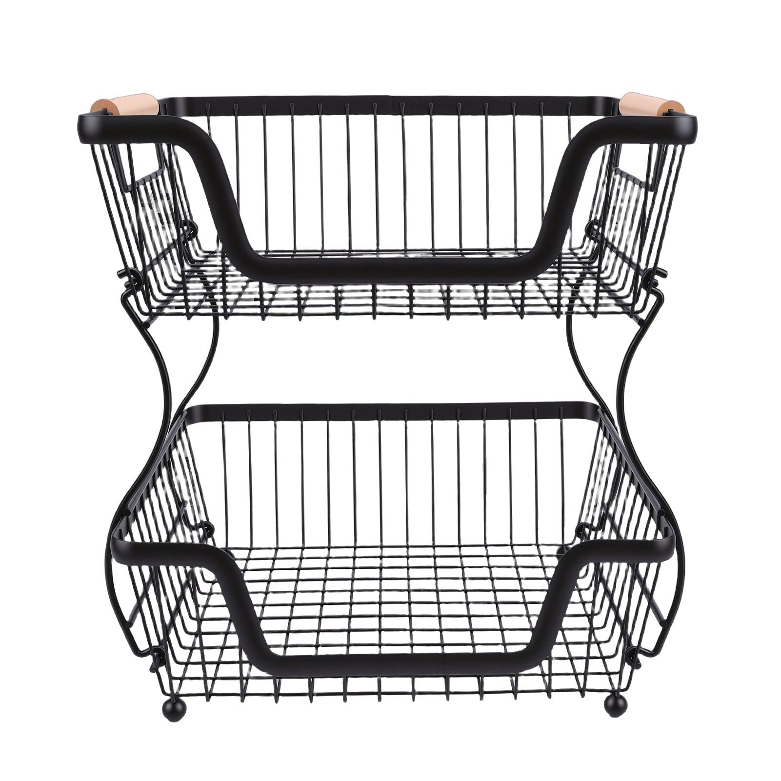 2 Tier Fruit Basket for Kitchen Counter Countertop Metal Bread Basket with view 6