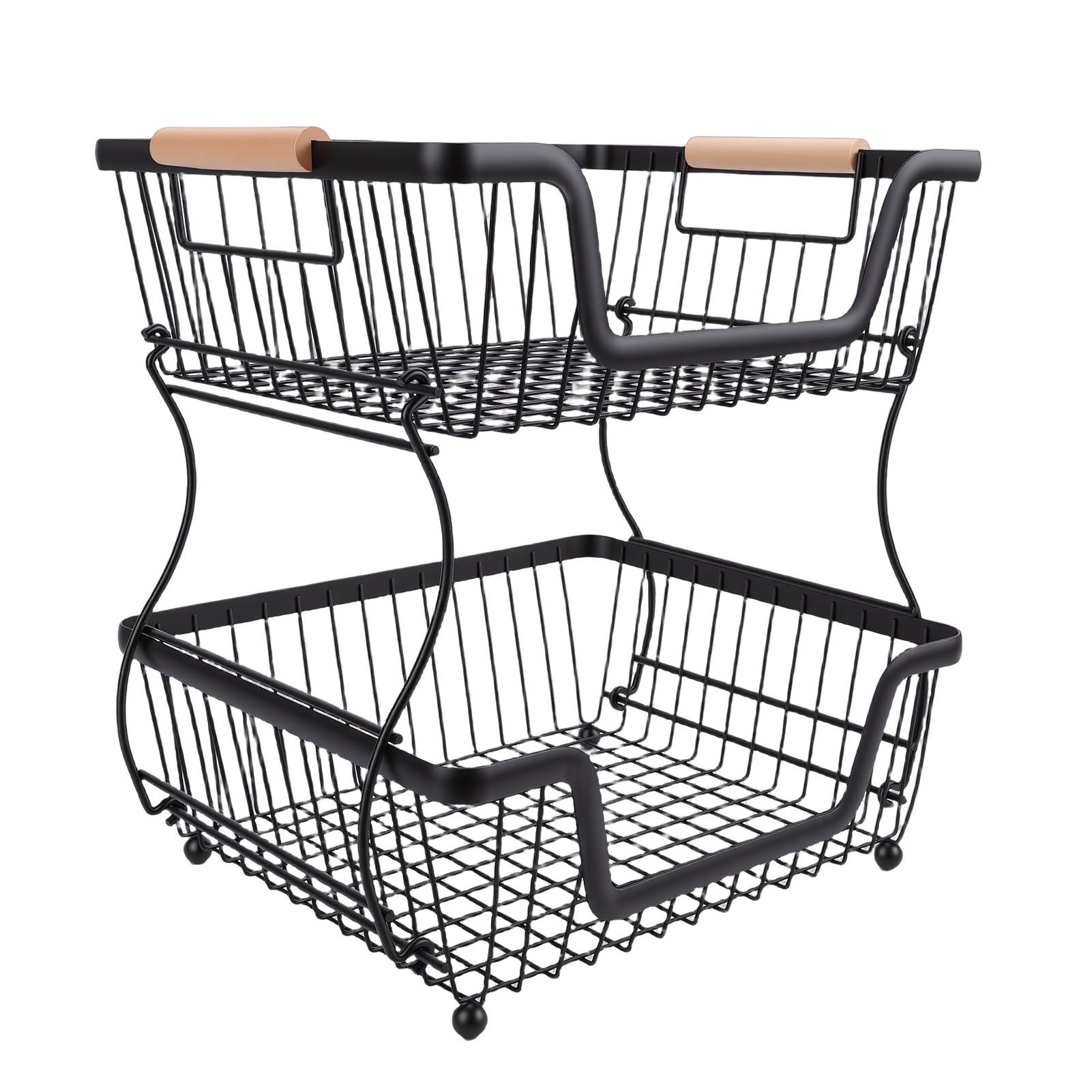 2 Tier Fruit Basket for Kitchen Counter Countertop Metal Bread Basket with view 8